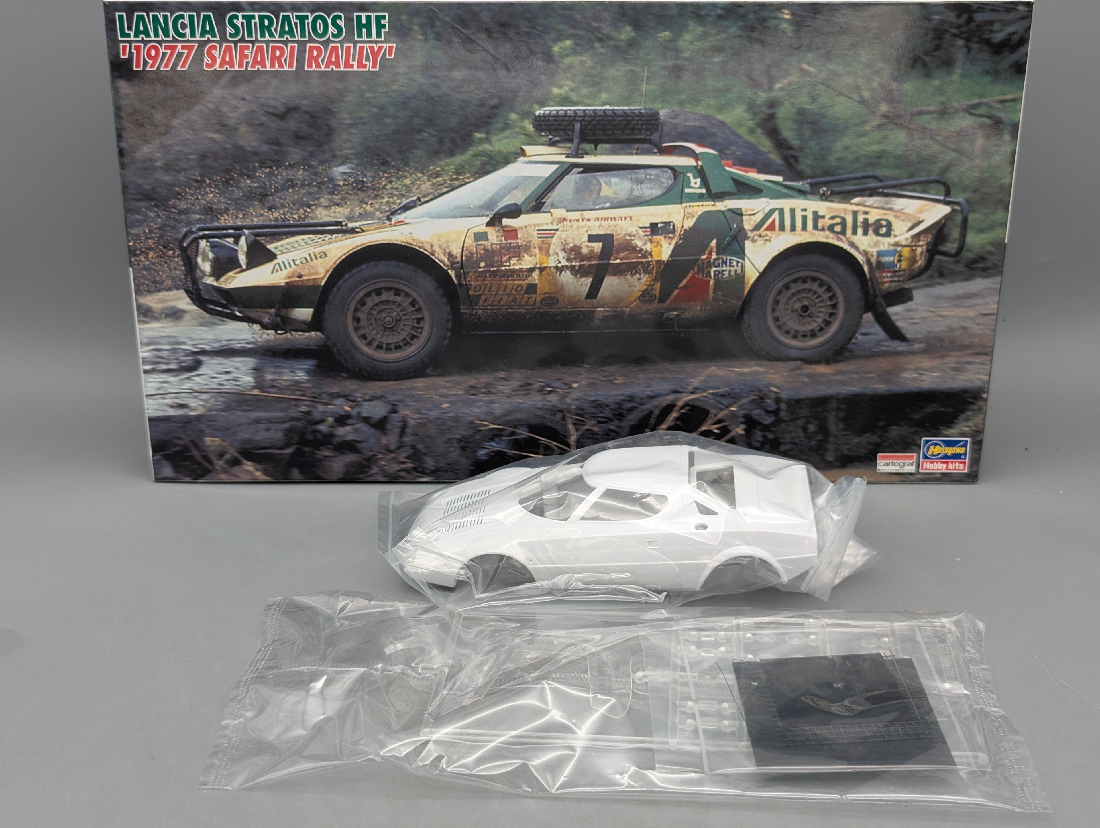 Modellautos Bausatz 1:24 Hasegawa Lancia Stratos HF 1977 Safari Rally #7 mit OVP