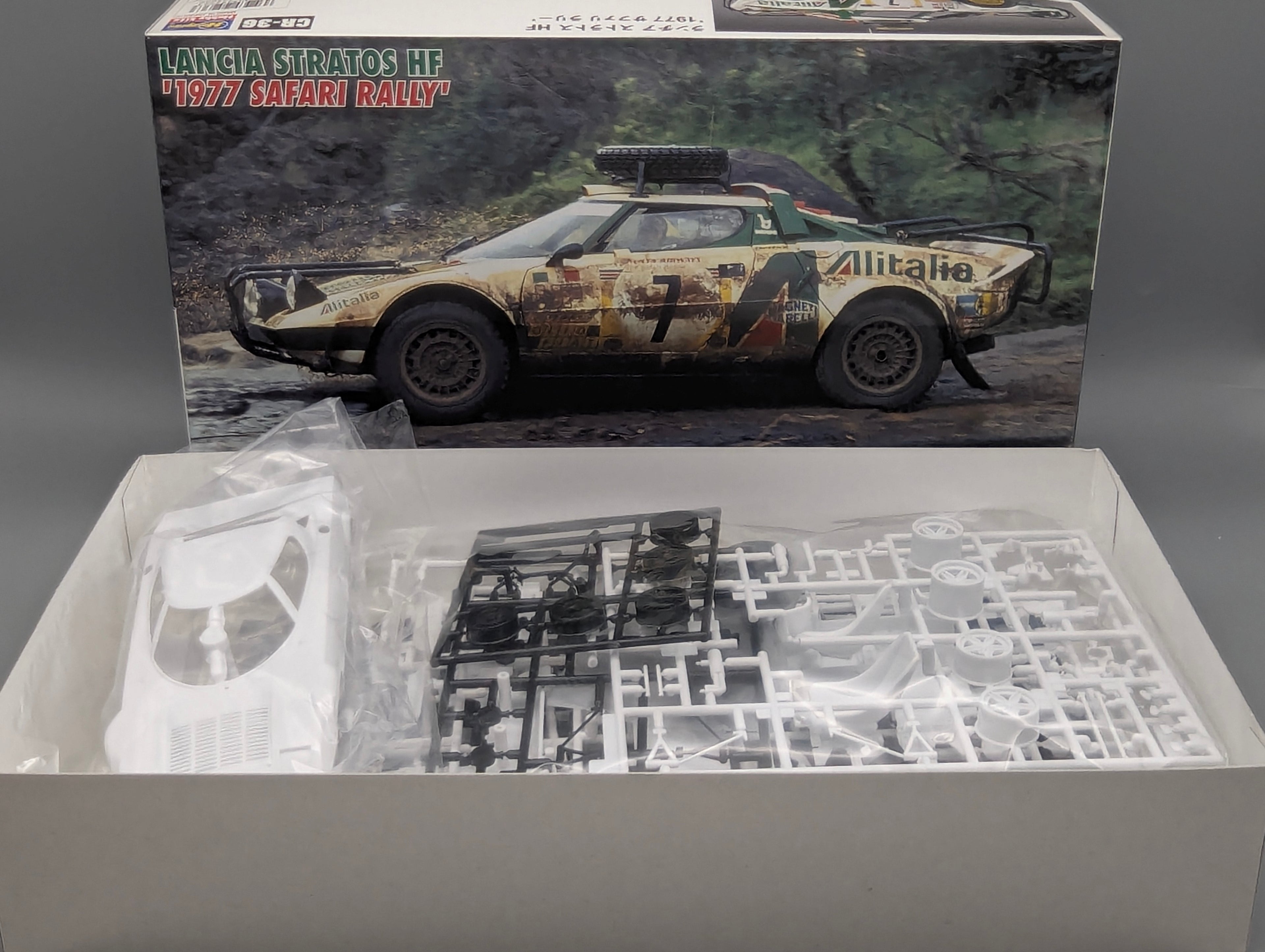 Modellautos Bausatz 1:24 Hasegawa Lancia Stratos HF 1977 Safari Rally #7 mit OVP