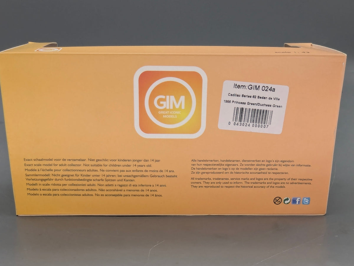 Modellautos 1:43 GIM 024a Cadillac Series 62 Coupe de Ville 1956 Grün 13/150 mit OVP