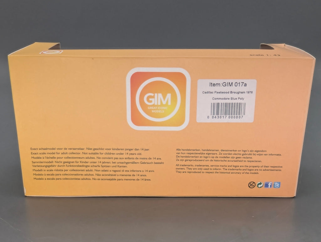 Modellautos 1:43 GIM 017a Cadillac Fleetwood Brougham 1976 Blau 45/150 mit OVP