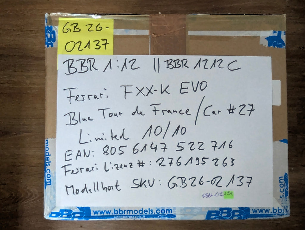 Modellautos 1:12 BBR Ferrari FXX-K EVO Blue Tour de France Car #27 Ltd 10/10 OVP