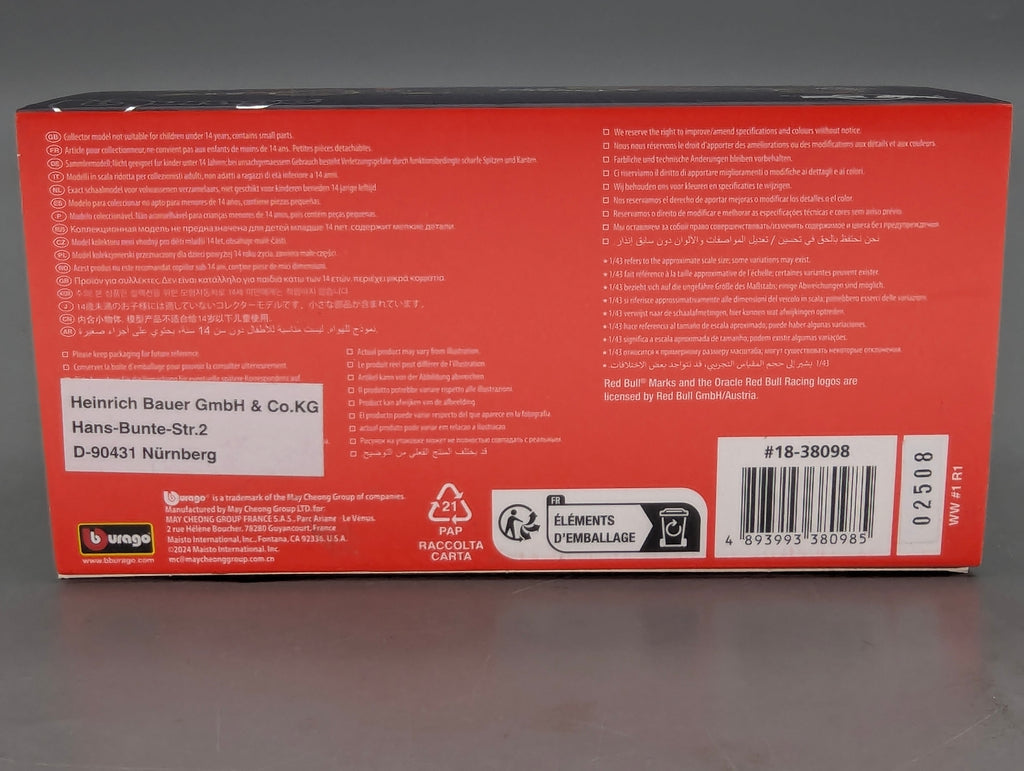 Modellautos 1:43 Bburago Oracle Red Bull Racing RB20 #1 Max Verstappen mit OVP