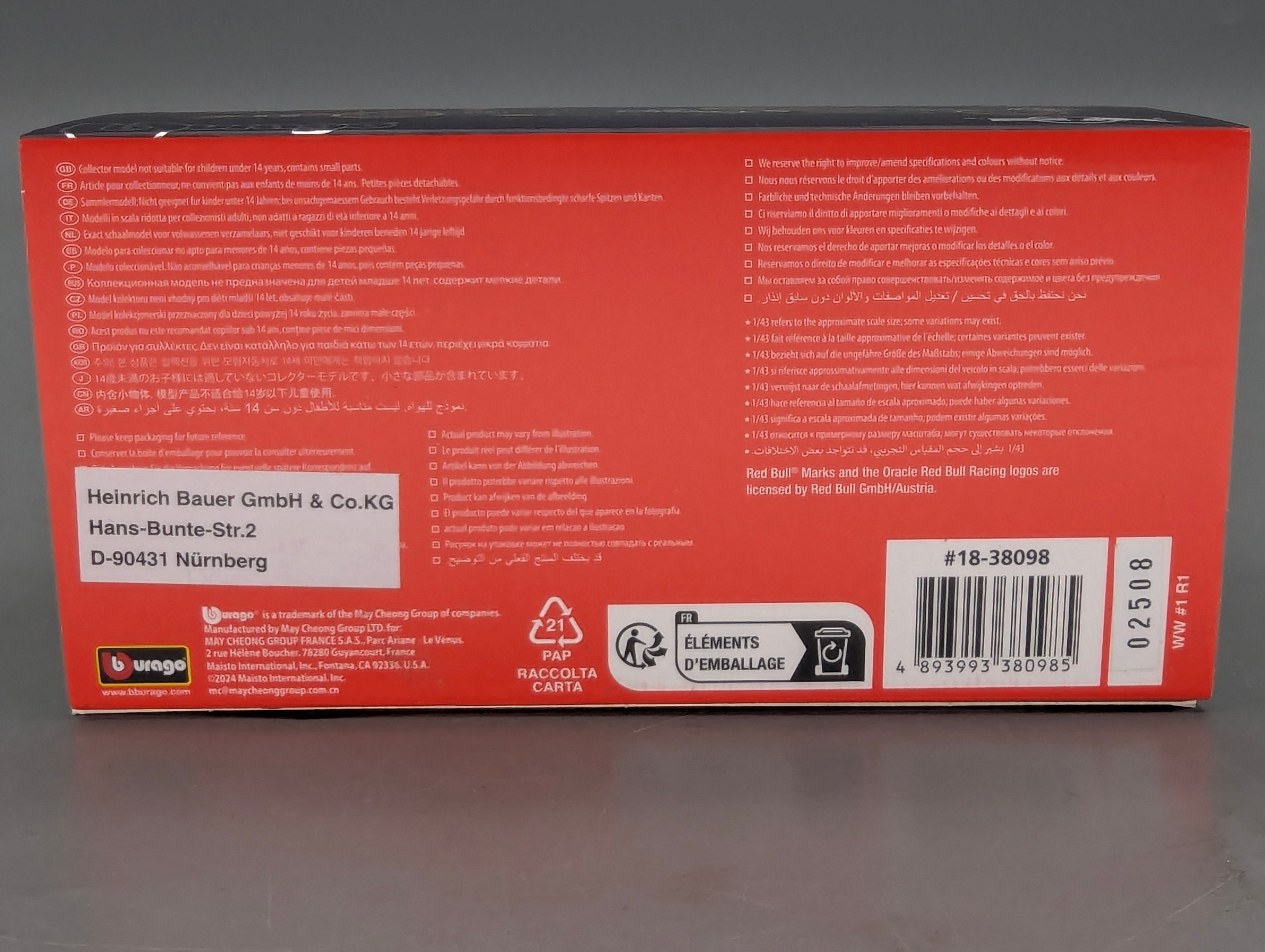 Modellautos 1:43 Bburago Oracle Red Bull Racing RB20 #1 Max Verstappen mit OVP