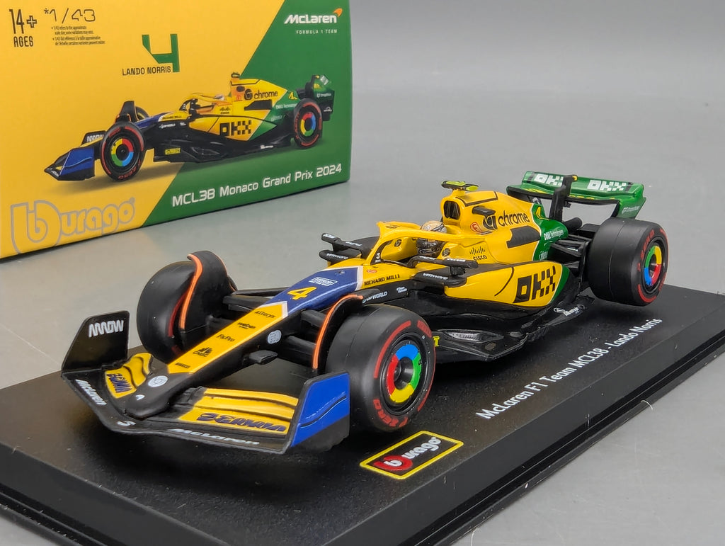 Modellautos 1:43 Bburago McLaren F1 Team MCL38 Monaco GP 2024 #4 Lando Norris mit OVP