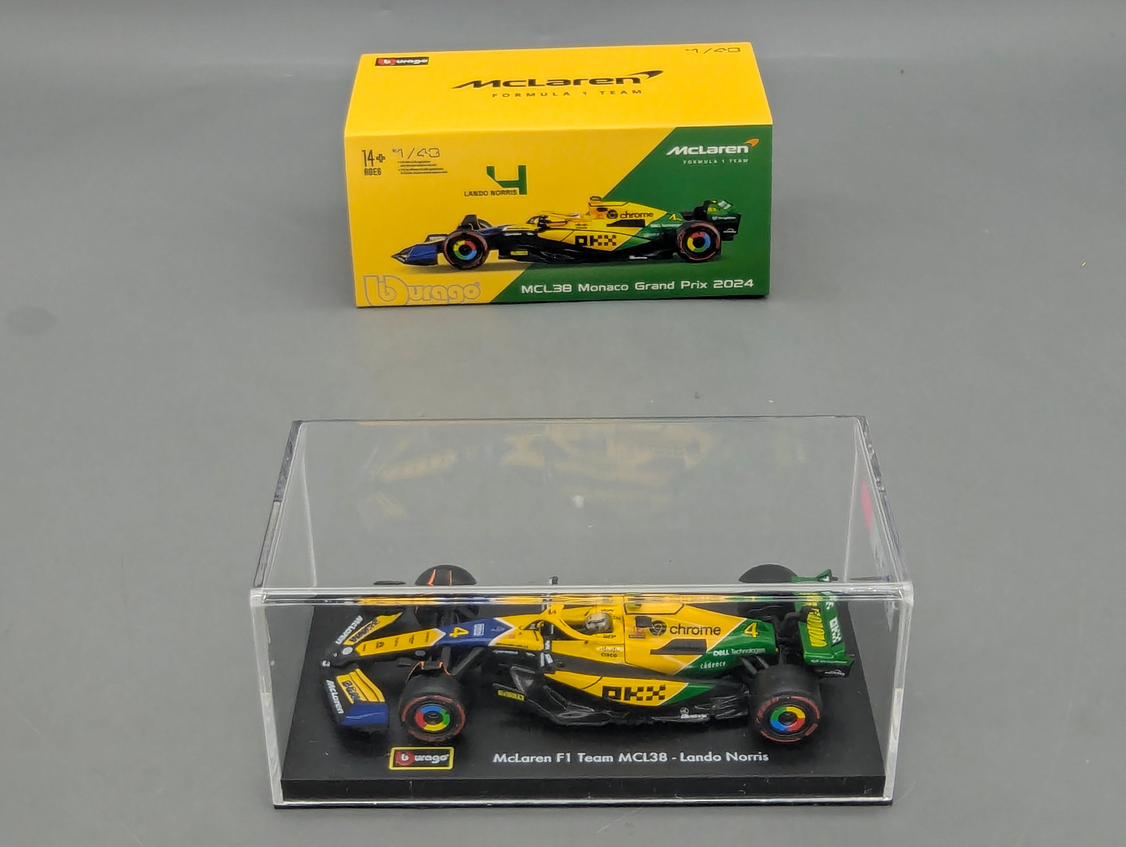 Modellautos 1:43 Bburago McLaren F1 Team MCL38 Monaco GP 2024 #4 Lando Norris mit OVP