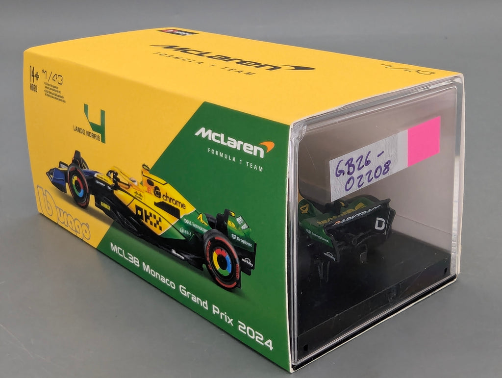 Modellautos 1:43 Bburago McLaren F1 Team MCL38 Monaco GP 2024 #4 Lando Norris mit OVP