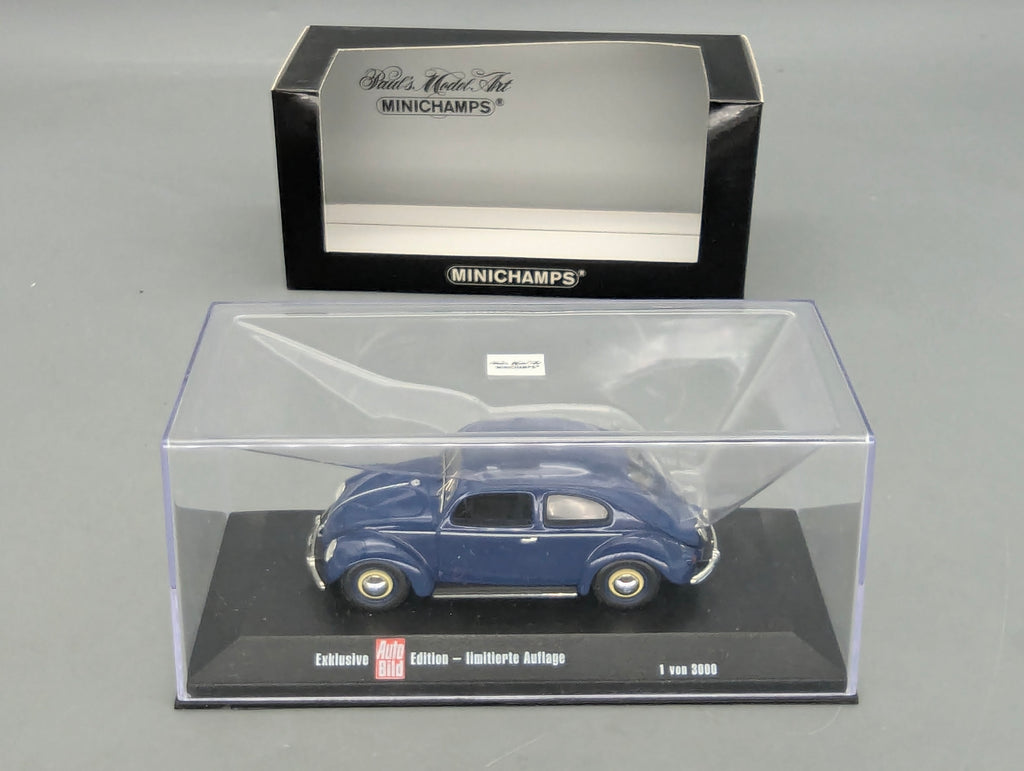 Modellautos 1:43 Minichamps Volkswagen VW 1200 Beetle Käfer Brezelkäfer Blau mit OVP