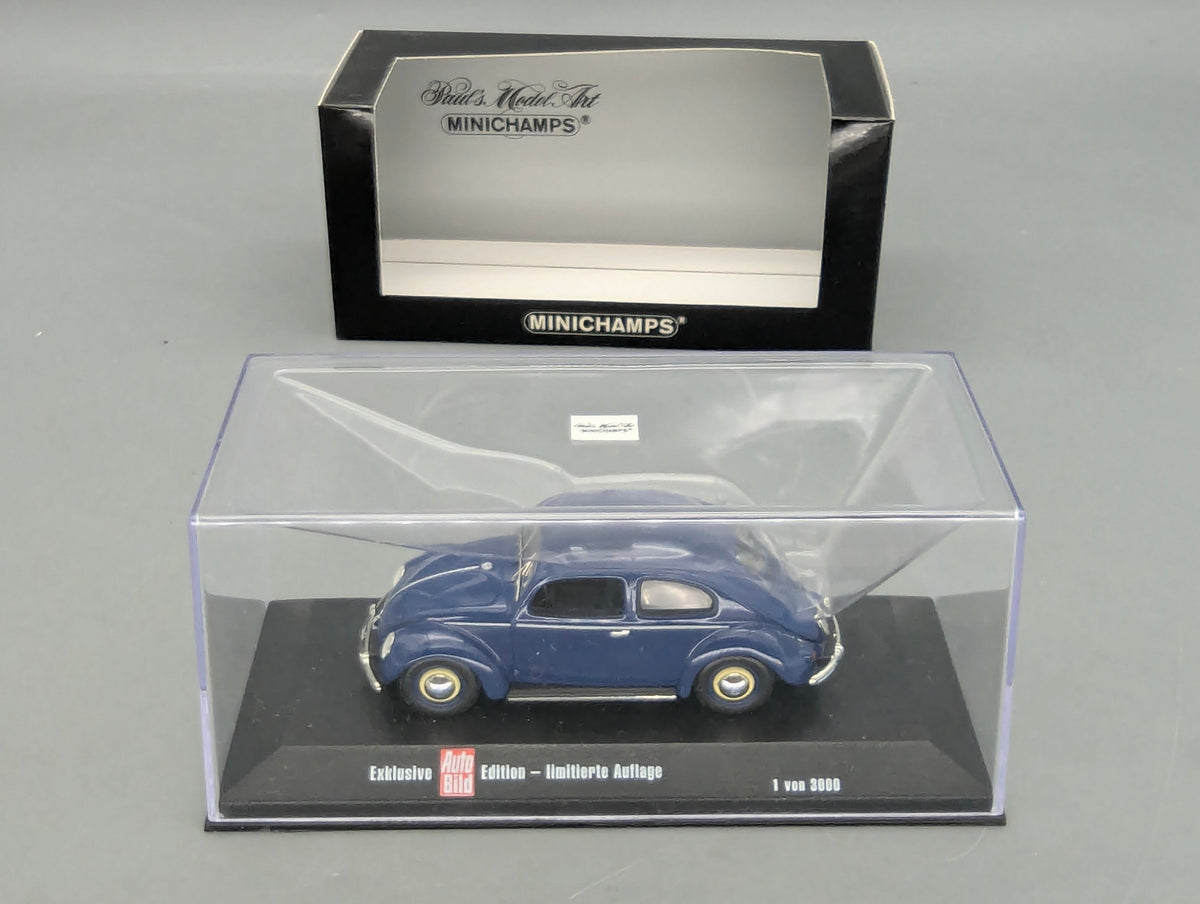 Modellautos 1:43 Minichamps Volkswagen VW 1200 Beetle Käfer Brezelkäfer Blau mit OVP