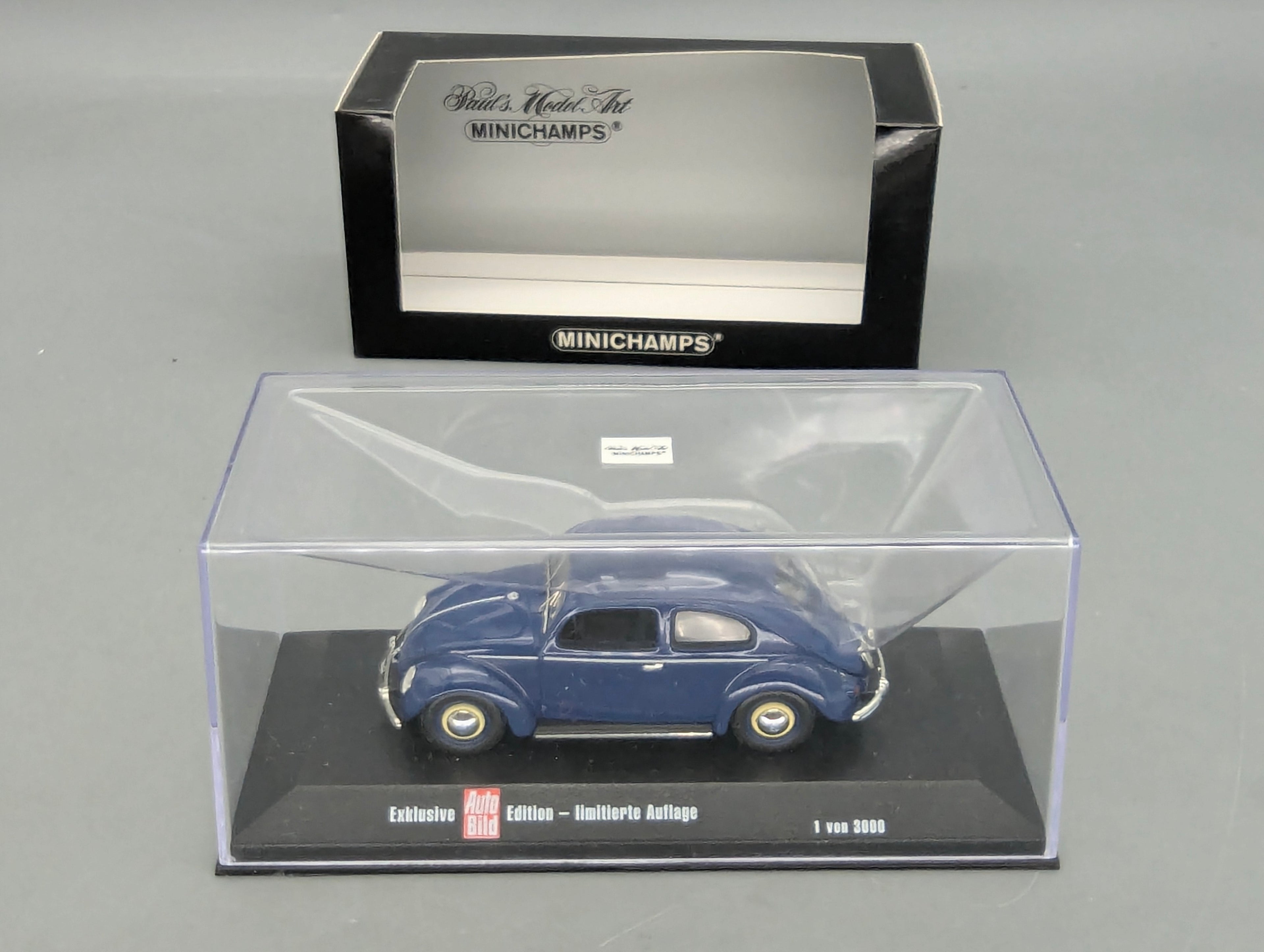 Modellautos 1:43 Minichamps Volkswagen VW 1200 Beetle Käfer Brezelkäfer Blau mit OVP