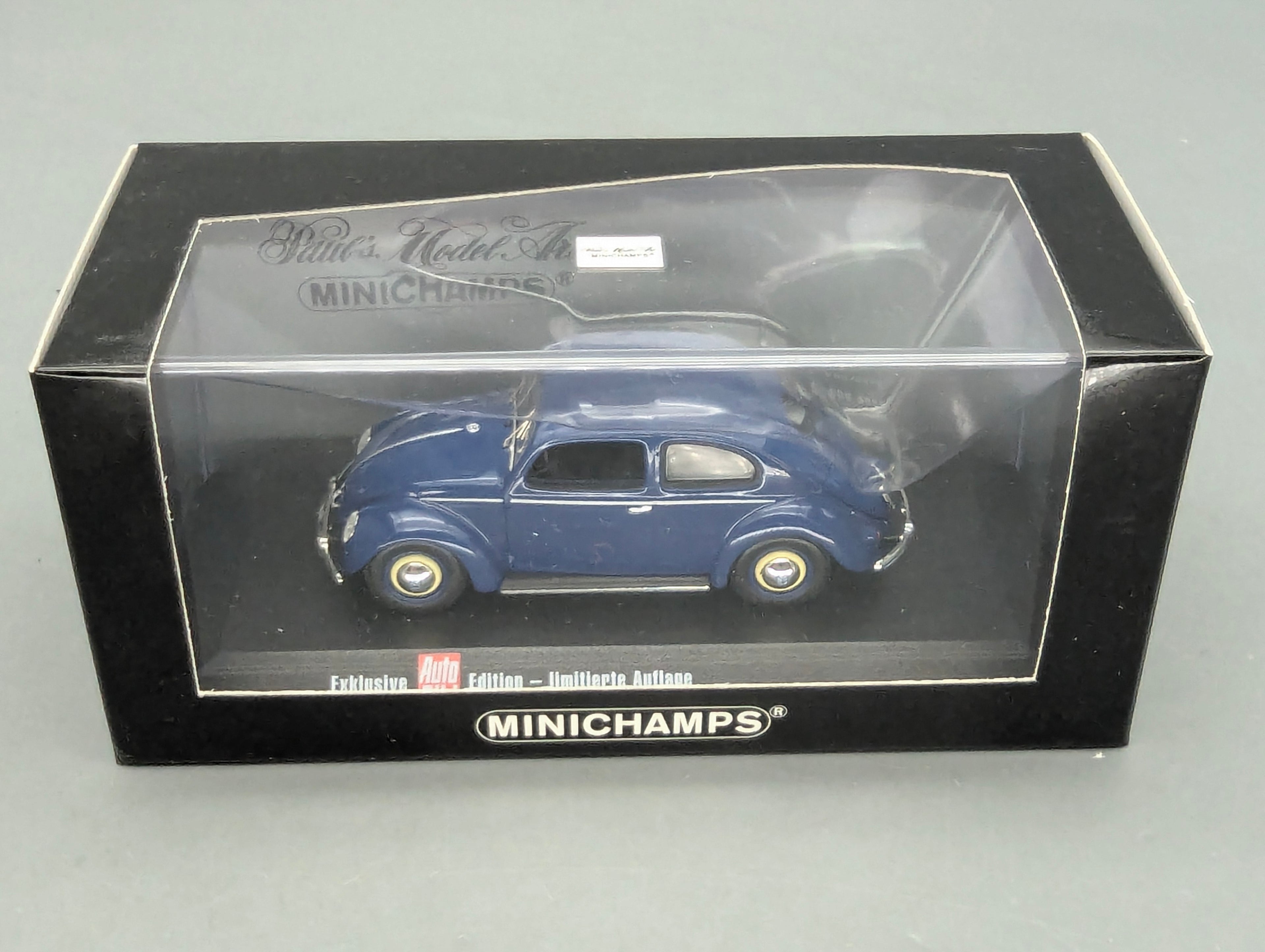 Modellautos 1:43 Minichamps Volkswagen VW 1200 Beetle Käfer Brezelkäfer Blau mit OVP