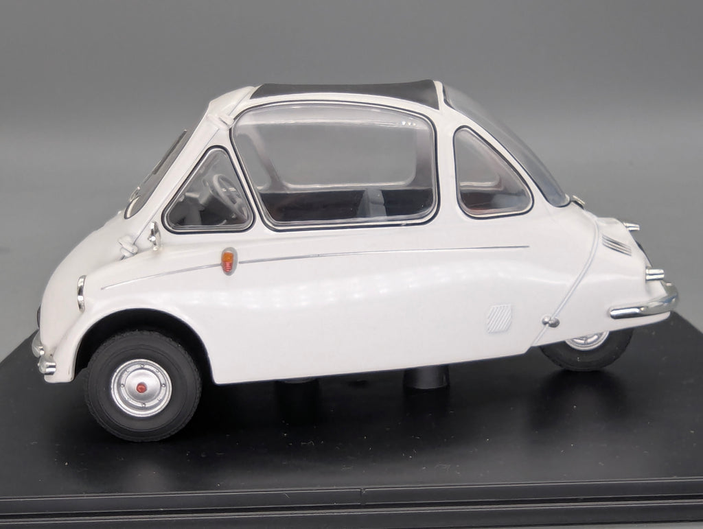 Modellautos 1:18 Oxford Heinkel Trojan 3-Rad Grecian White Weiß mit OVP