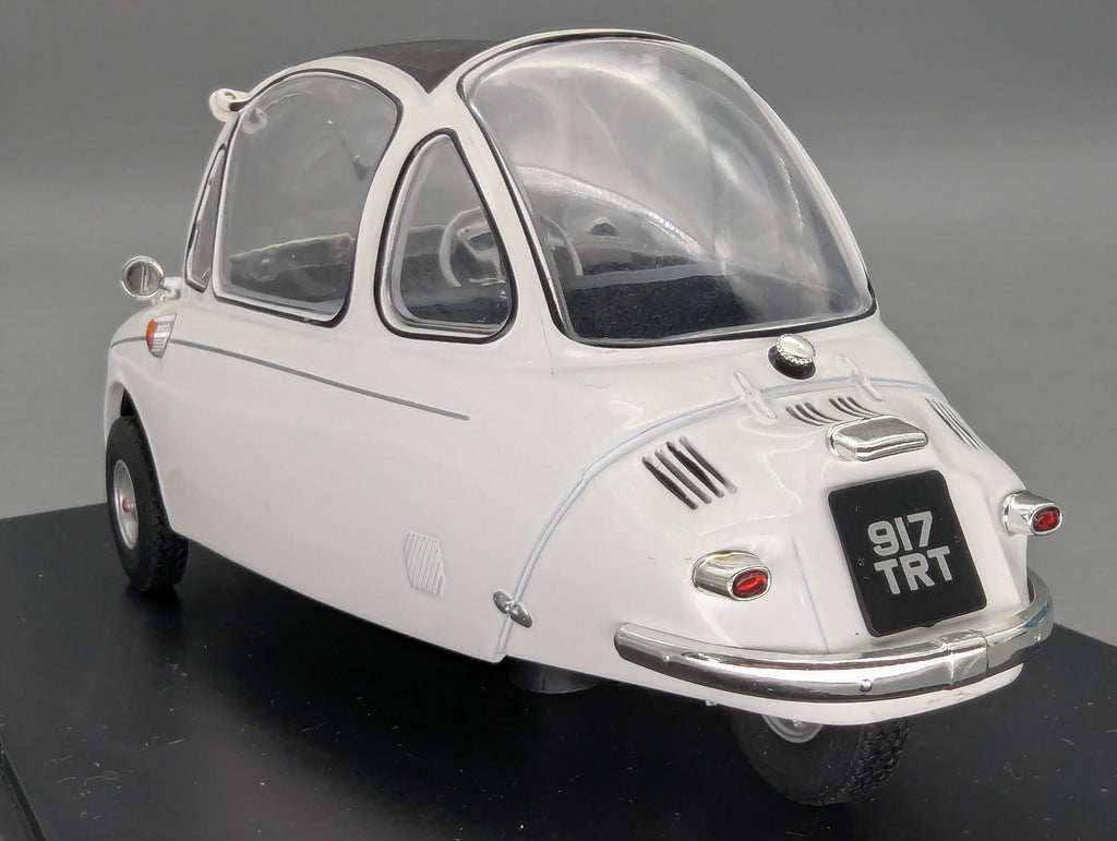 Modellautos 1:18 Oxford Heinkel Trojan 3-Rad Grecian White Weiß mit OVP