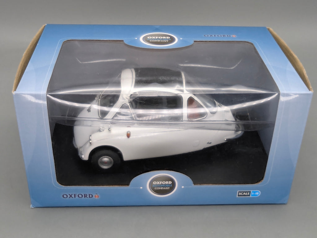 Modellautos 1:18 Oxford Heinkel Trojan 3-Rad Grecian White Weiß mit OVP