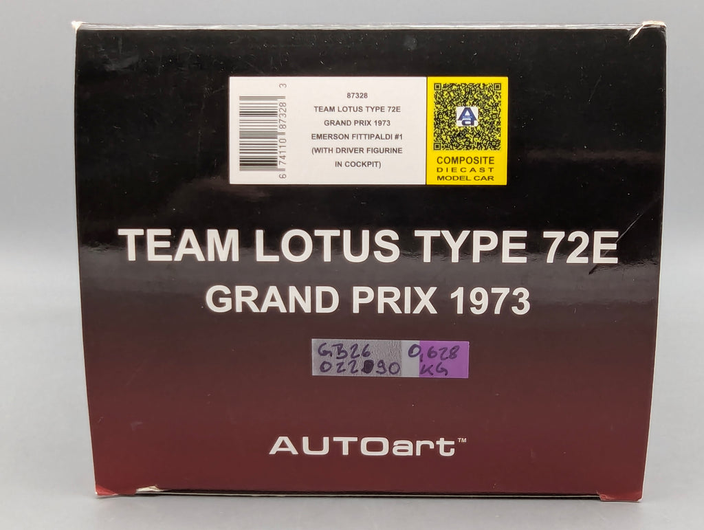 Modellautos 1:18 AUTOart 87328 Lotus Type 72E GP 1973 #1 Emerson Fittipaldi mit Figur im Cockpit mit OVP