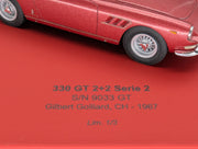 Modellautos 1:43 BBR Ferrari 330 GT 2+2 Serie 2 S/N 9033 GT 1967 Ltd 01/03 mit großer Vitrine und OVP