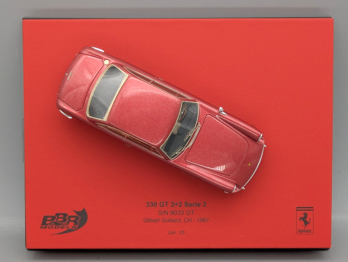 Modellautos 1:43 BBR Ferrari 330 GT 2+2 Serie 2 S/N 9033 GT 1967 Ltd 01/03 mit großer Vitrine und OVP