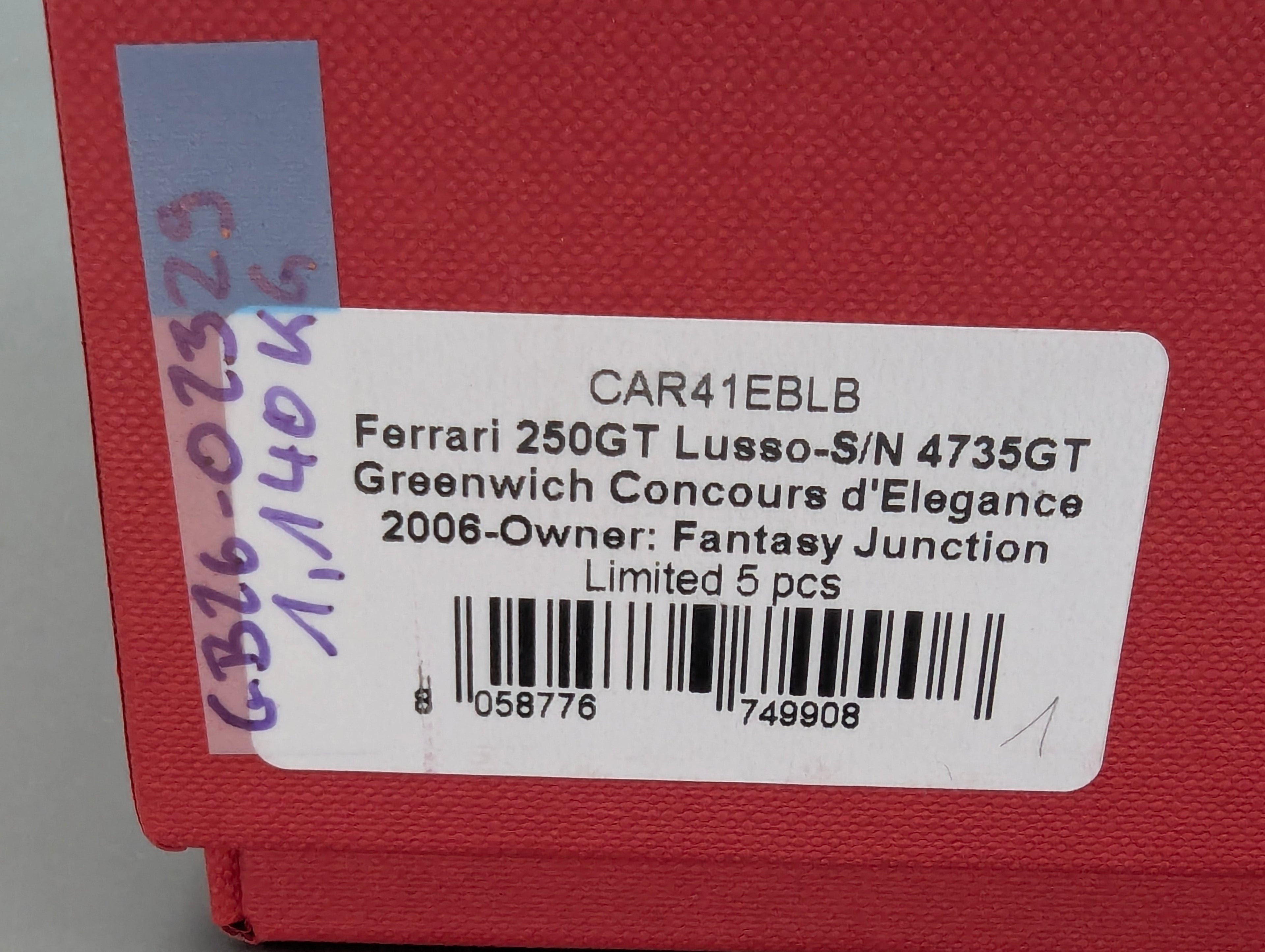 Modellautos 1:43 BBR Ferrari 250 GT Lusso Ltd 01/05 mit großer Vitrine und OVP