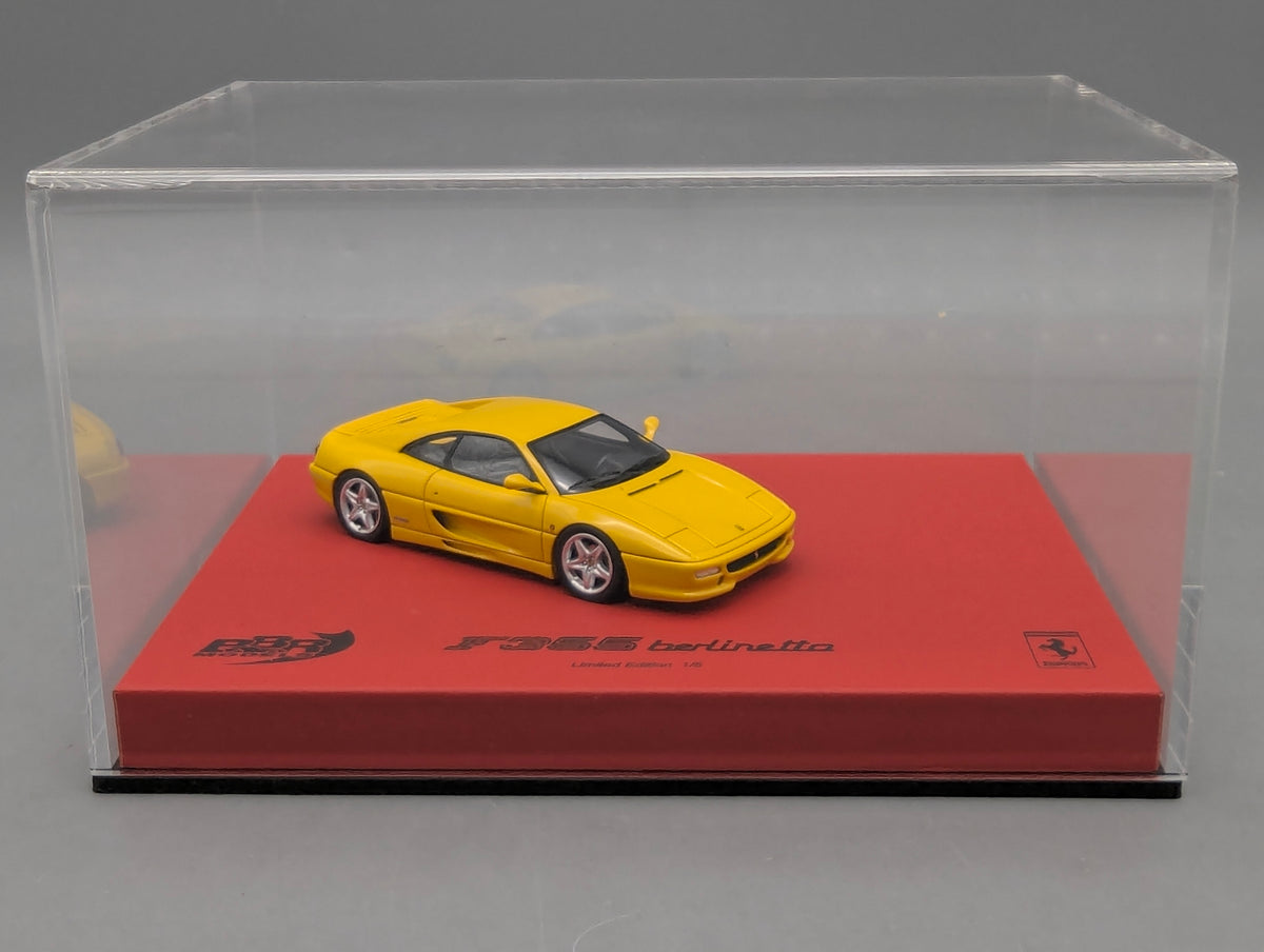 Modellautos 1:43 BBR Ferrari F355 Berlinetta 1994 Giallo Modena Ltd 01/05 mit großer Vitrine und OVP