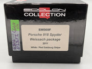 Eidolon Make Up 1:43 Porsche 918 Spyder Weissach Package 2011 #3 White / Salzburg Stripe 3/60 OVP