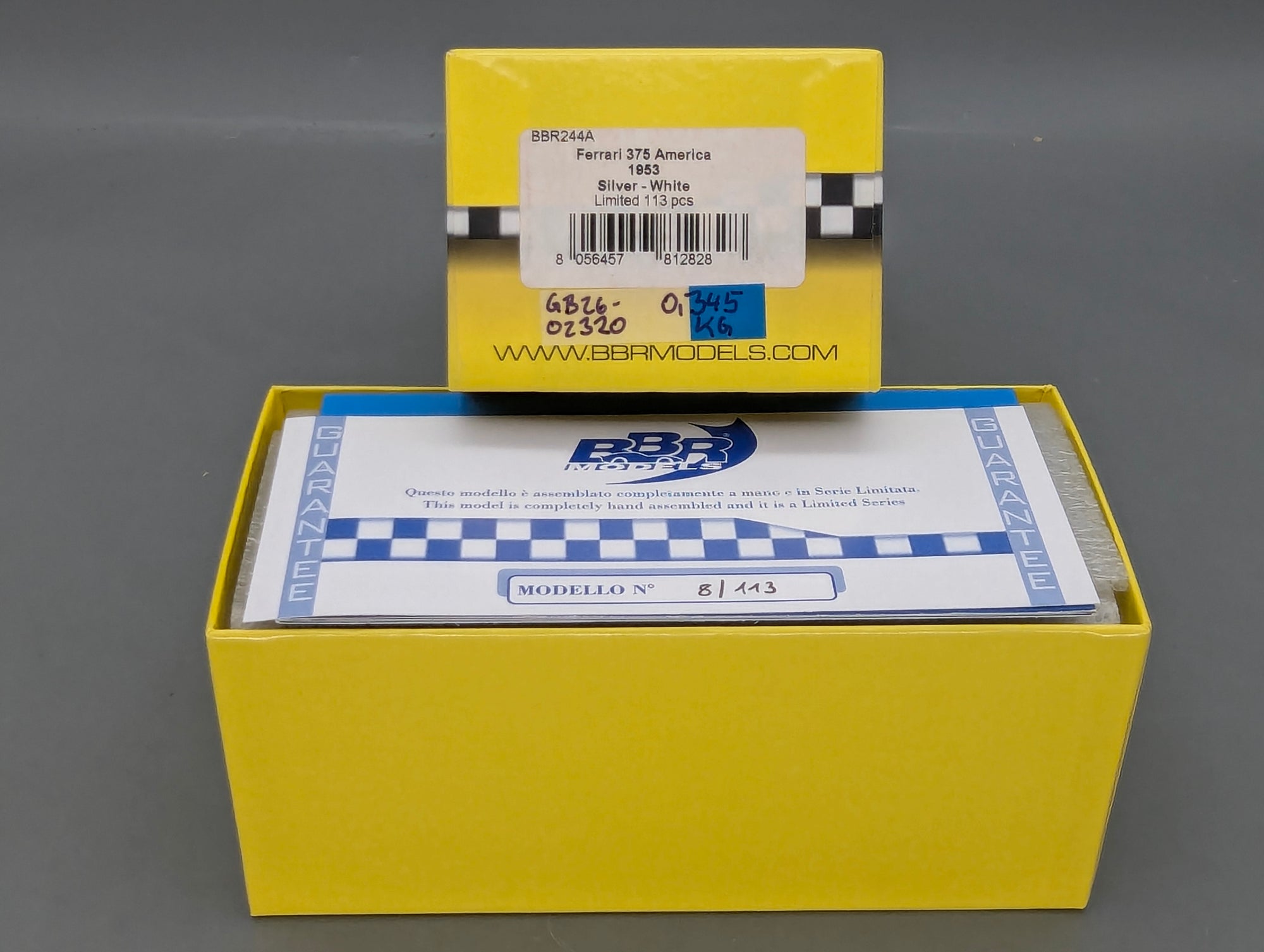 Modellautos 1:43 BBR Ferrari 375 America 1953 Silver / White 008/113 mit OVP