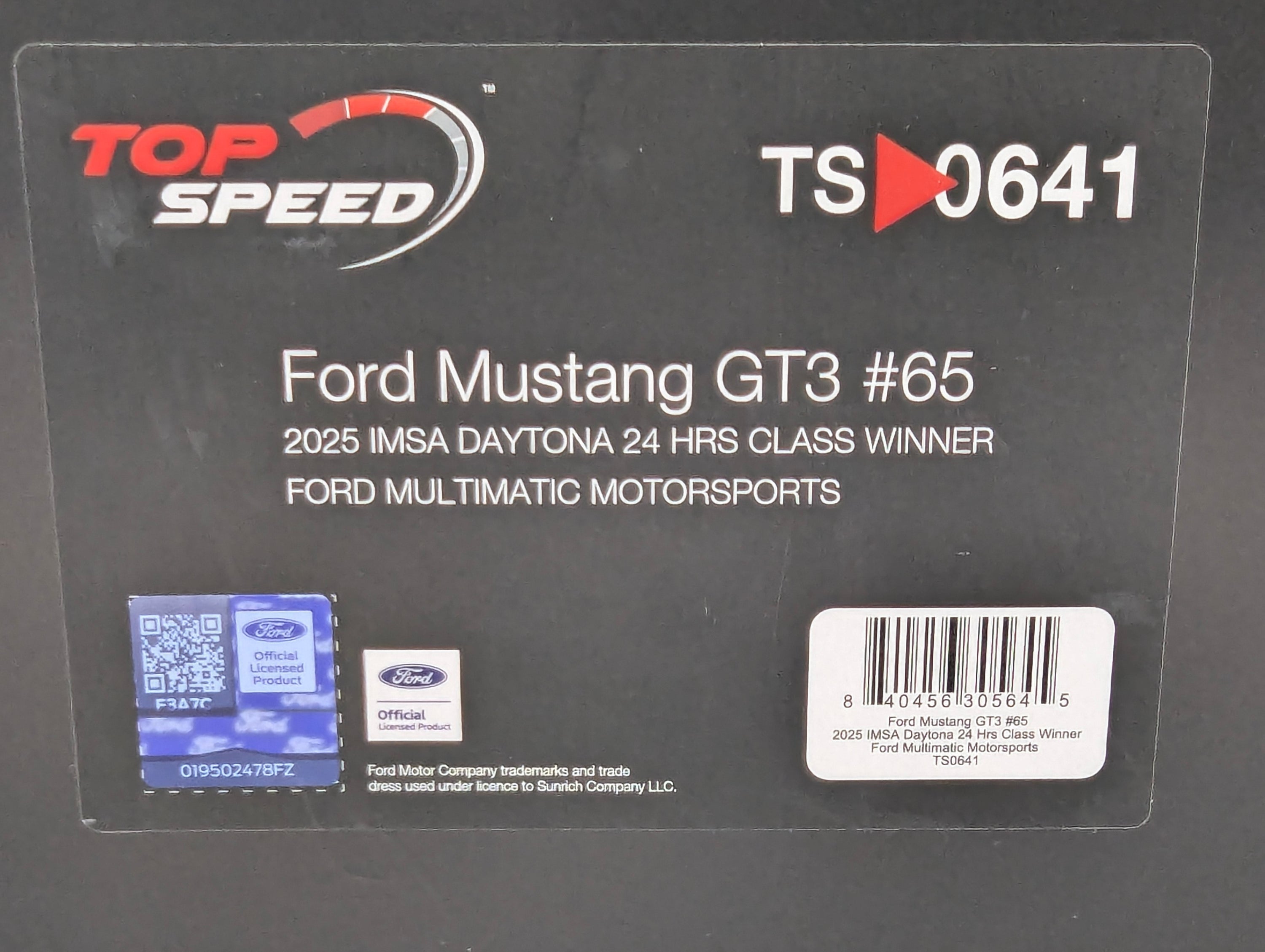 Modellautos 1:18 TSM Top Speed Ford Mustang GT3 2025 IMSA WINNER 24h Daytona #65 OVP