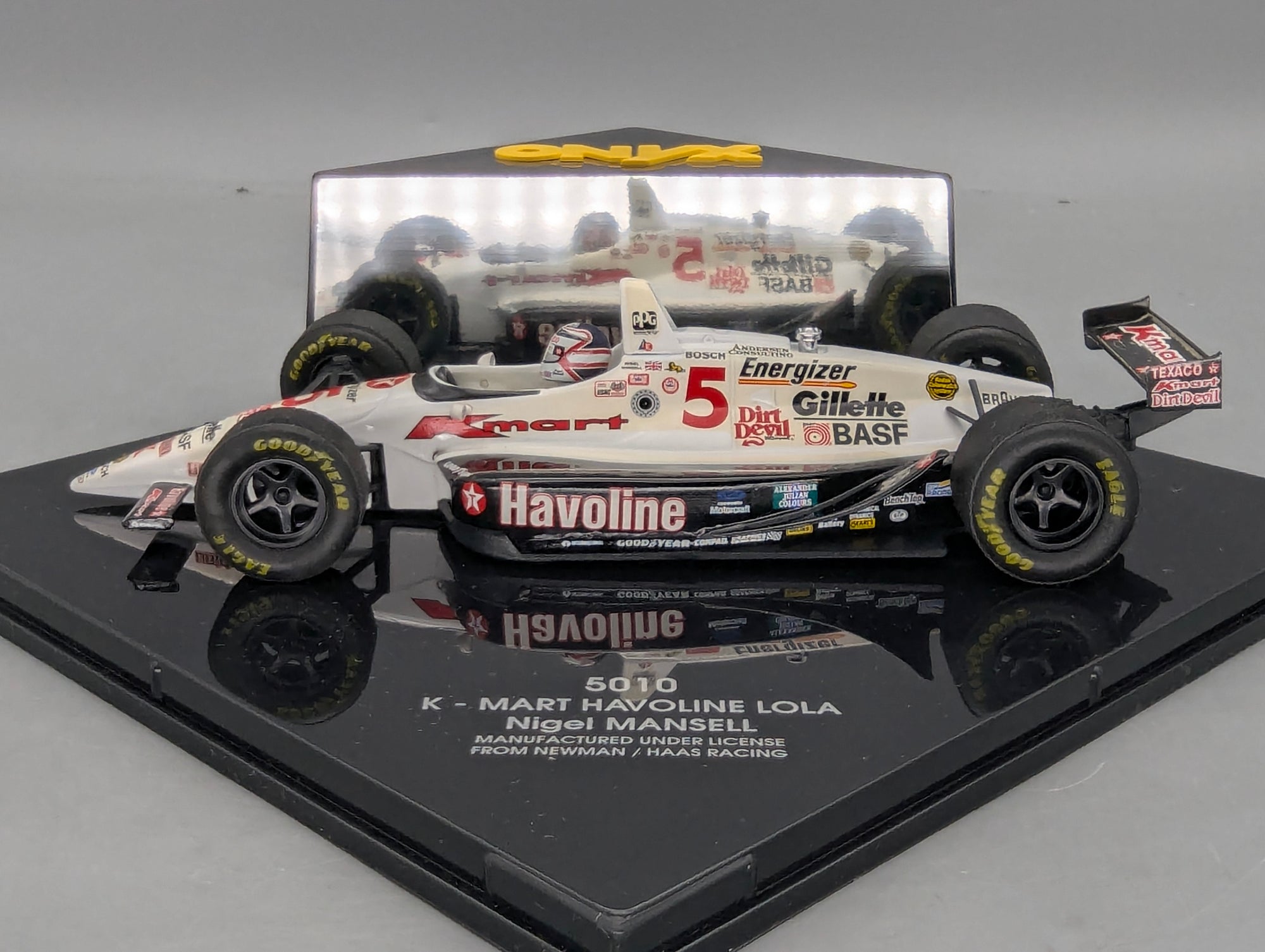 Modellautos 1:24 Onyx 5010 K-Mart Havoline Lola #5 Nigel Mansell mit Vitrine