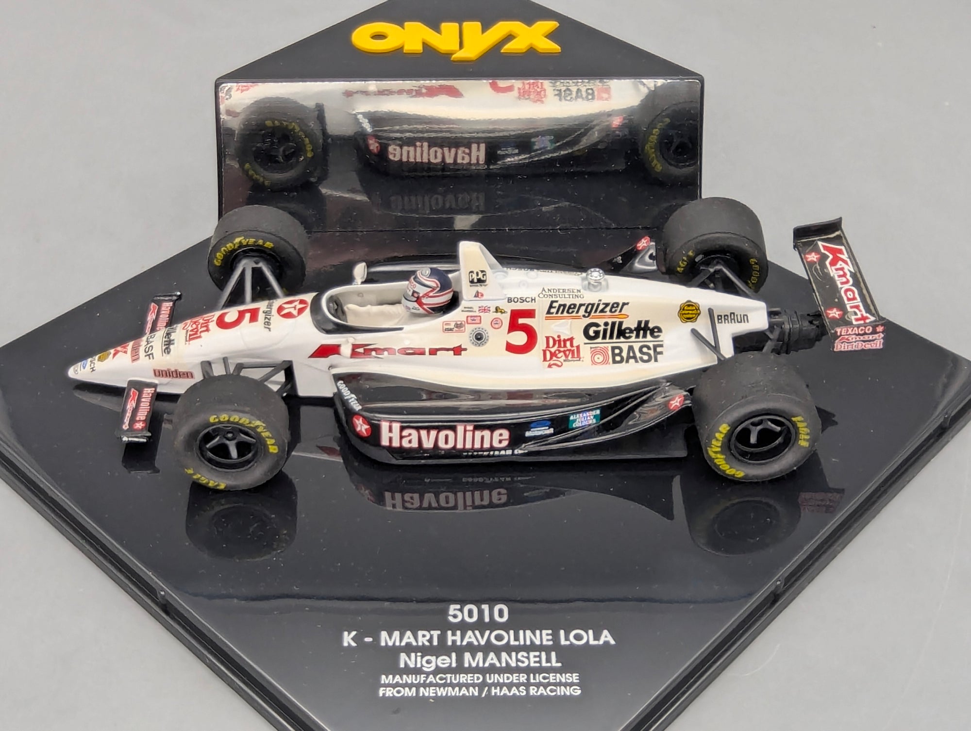 Modellautos 1:24 Onyx 5010 K-Mart Havoline Lola #5 Nigel Mansell mit Vitrine