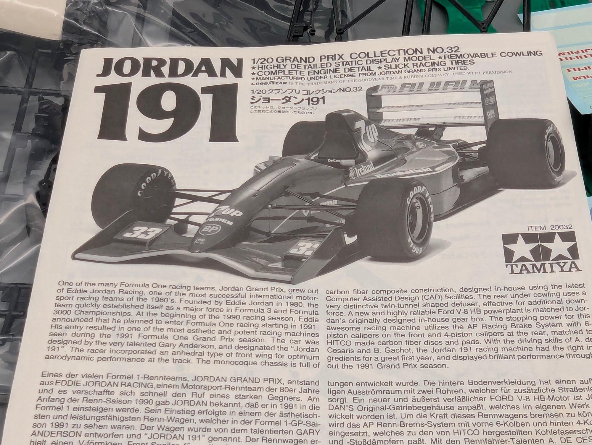 Modellautos Bausatz 1:20 Tamiya Jordan 191 mit OVP