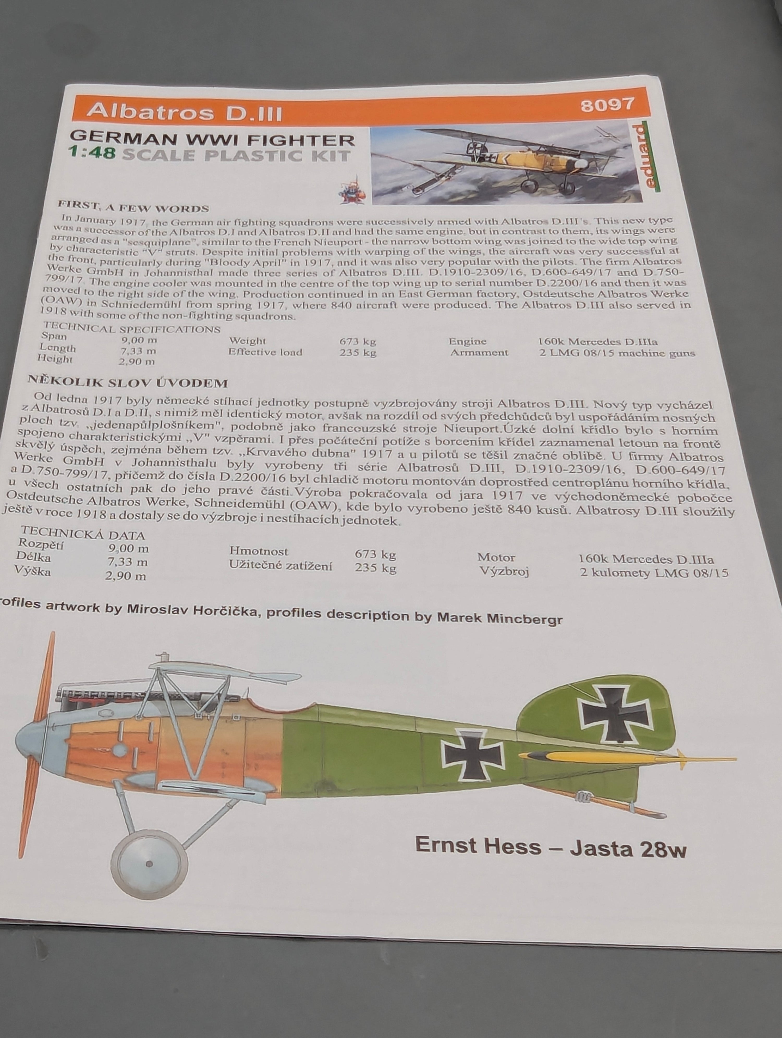 Flugzeug Modell Bausatz 1:48 Eduard 8097 Albatros D.III Profi Pack mit OVP