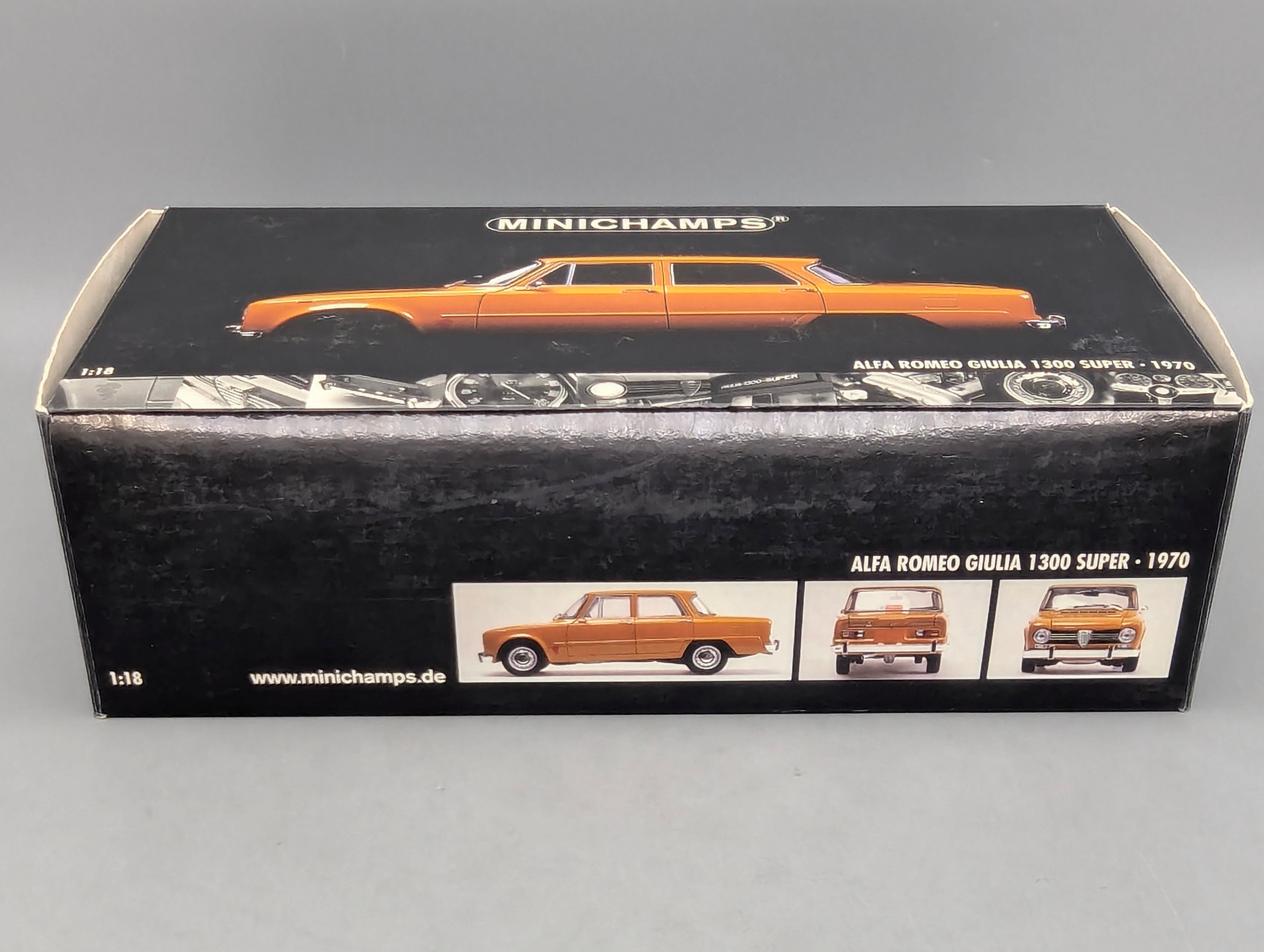Modellautos 1:18 Minichamps Alfa Romeo Giulia 1300 Super 1970 Ochre Ocker mit OVP