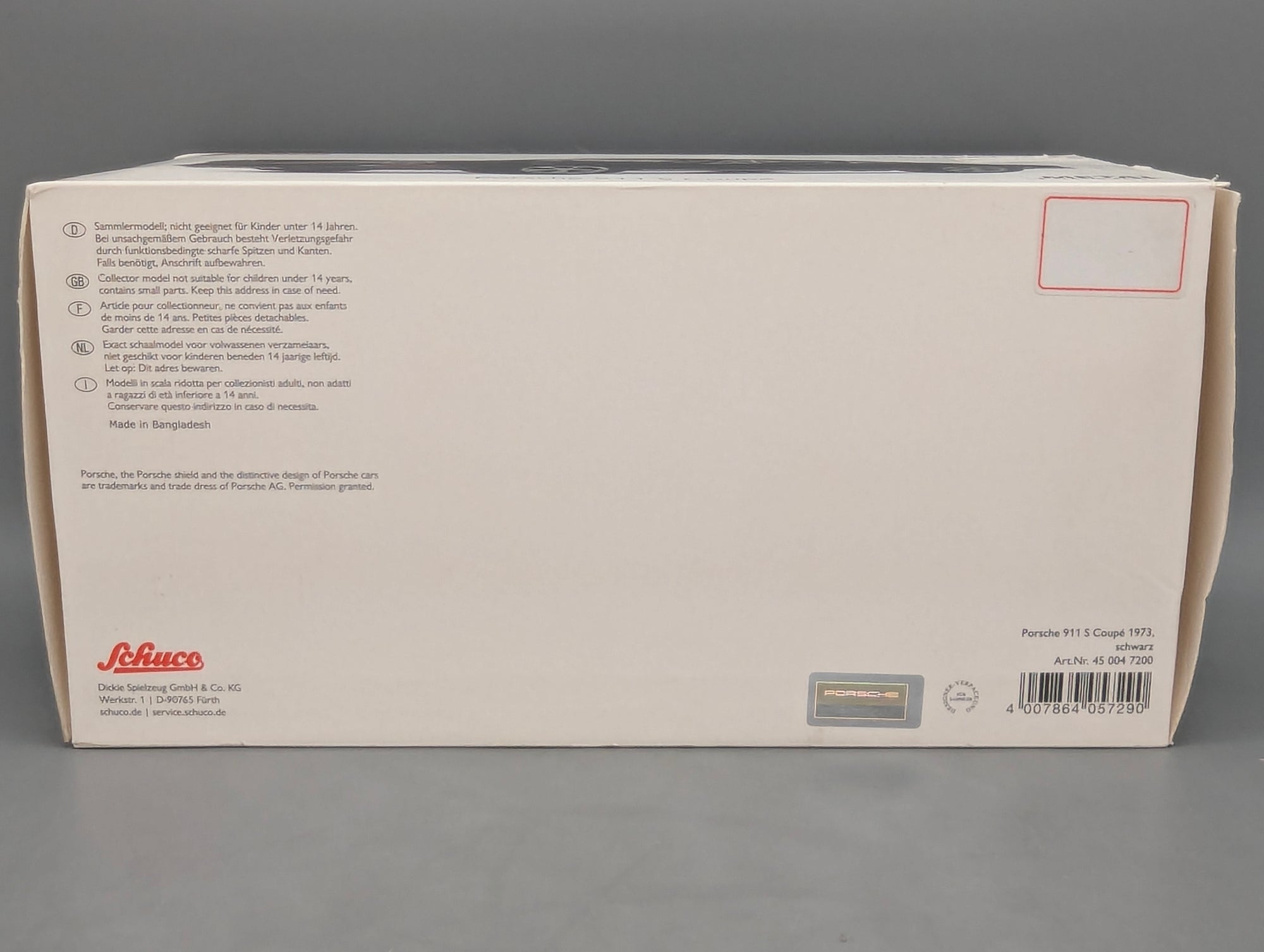 Modellautos 1:18 Schuco Porsche 911 S Coupe 1973 Schwarz mit OVP