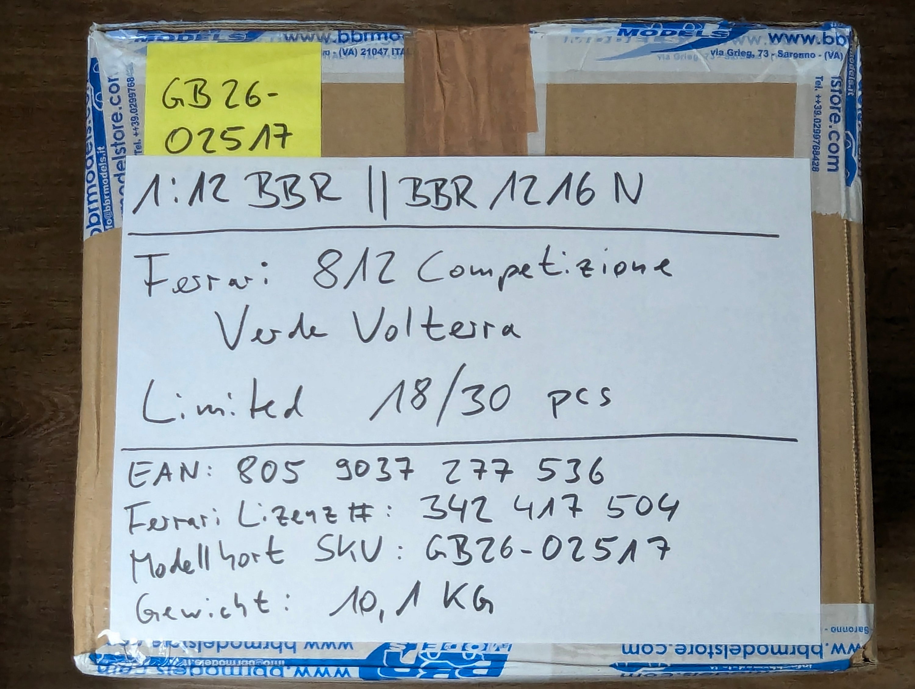Modellautos 1:12 BBR Ferrari 812 Competizione A Verde Volterra Ltd 18/30 OVP
