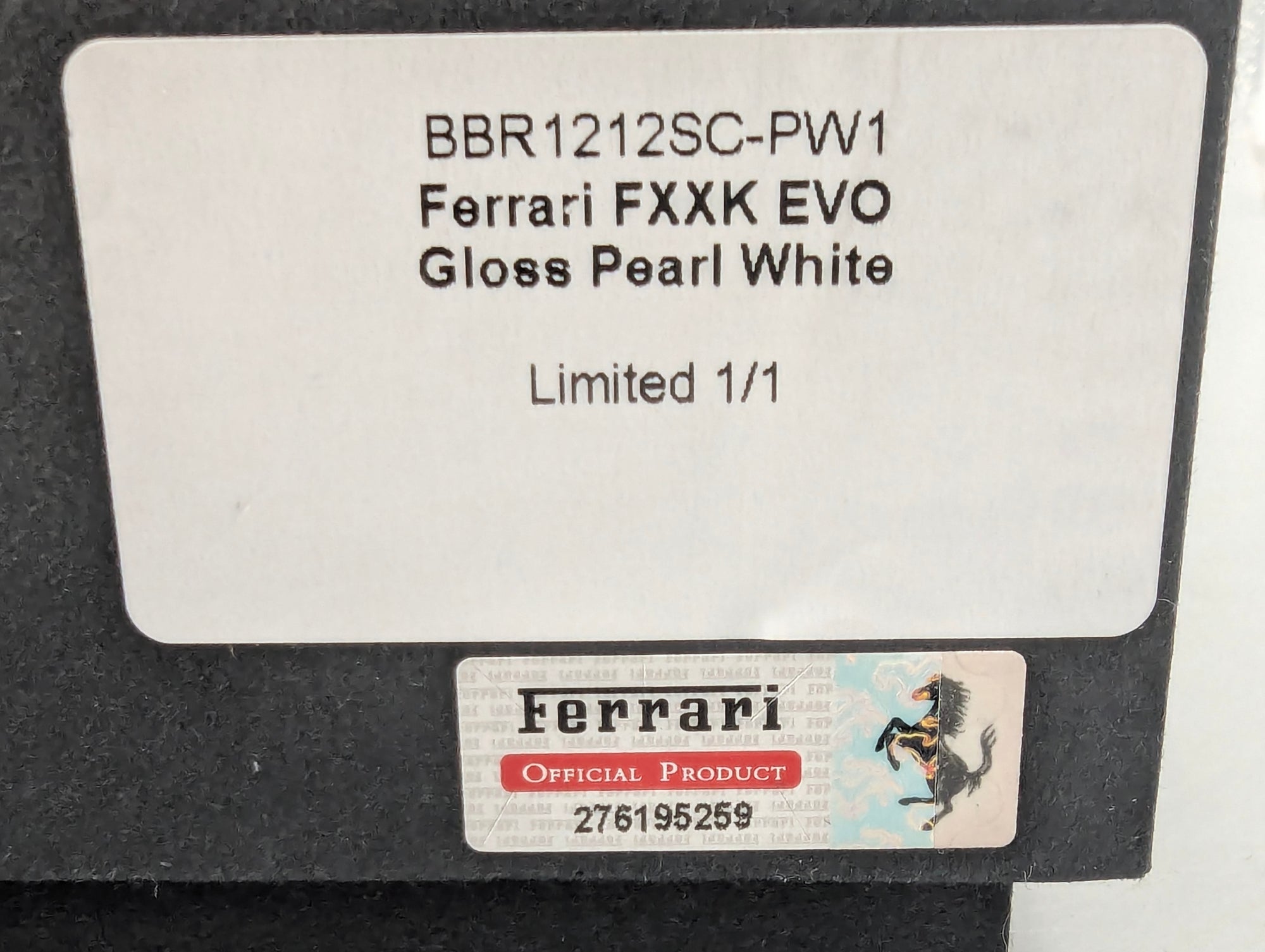 Modellautos 1:12 BBR Ferrari FXX-K EVO Gloss Pearl White Ltd UNIKAT 01/01 OVP
