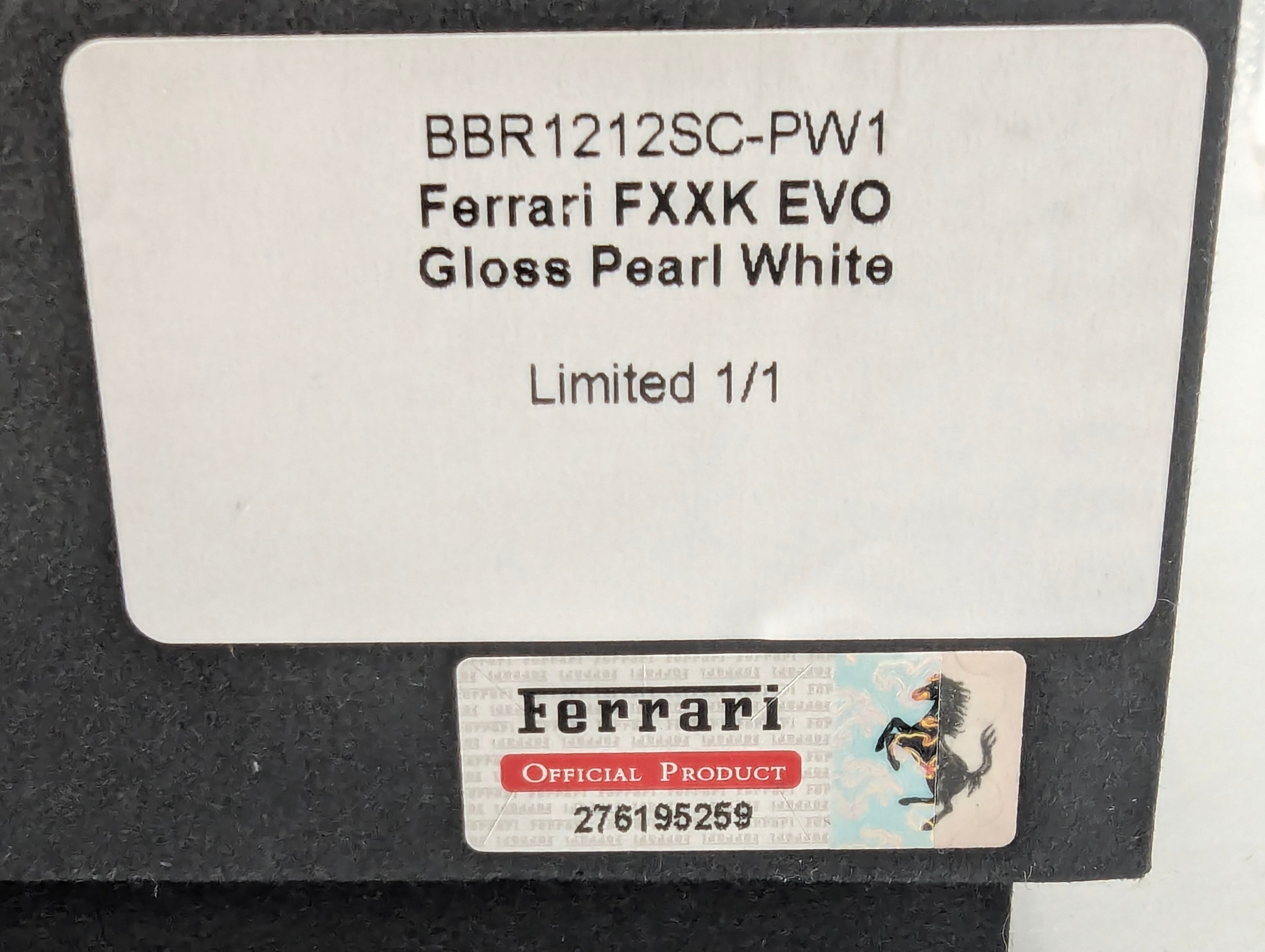 Modellautos 1:12 BBR Ferrari FXX-K EVO Gloss Pearl White Ltd UNIKAT 01/01 OVP