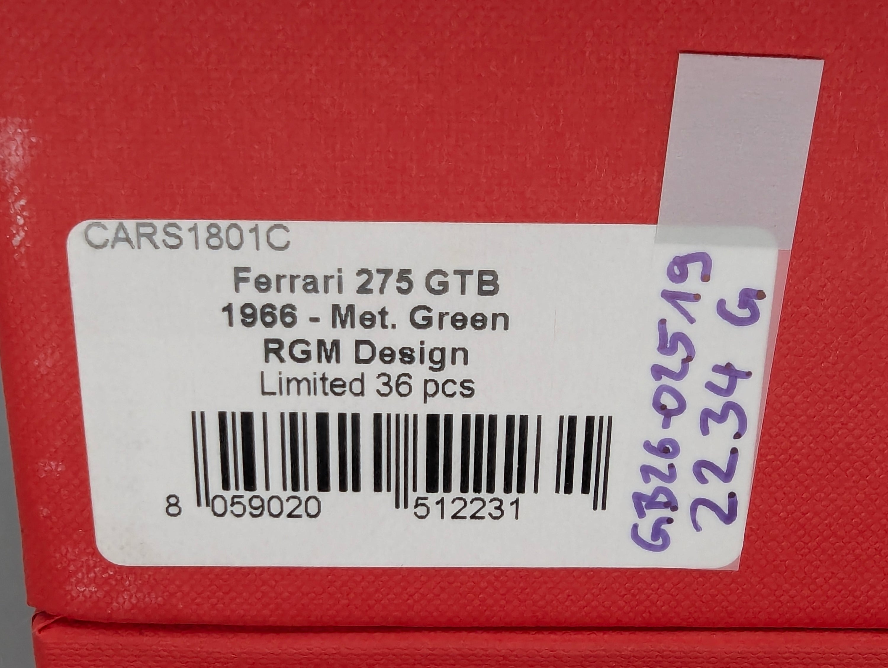 Modellautos 1:18 BBR Ferrari 275 GTB/4 1966 Met. Green Ltd 01/36 Lederplatte Vitrine OVP