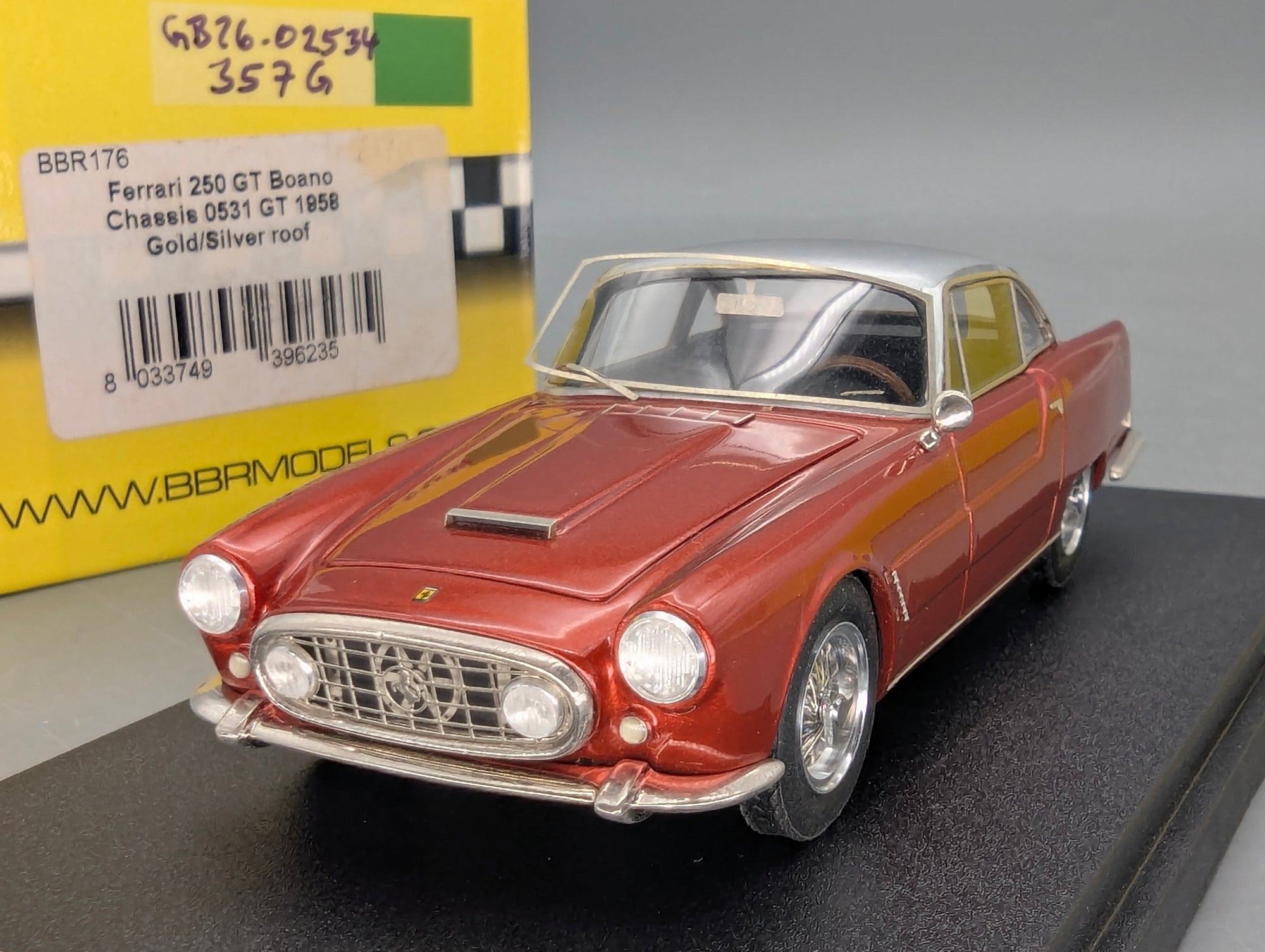 Modellautos 1:43 BBR Ferrari 250 GT Boano S/N 0531 GT 1958 Ltd 08/20 mit OVP