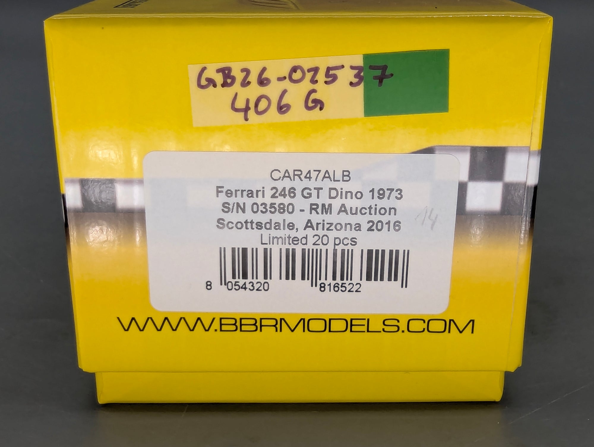 Modellautos 1:43 BBR Ferrari 246 GT Dino 1973 S/N 03580 RM Auction 2016 14/20 OVP