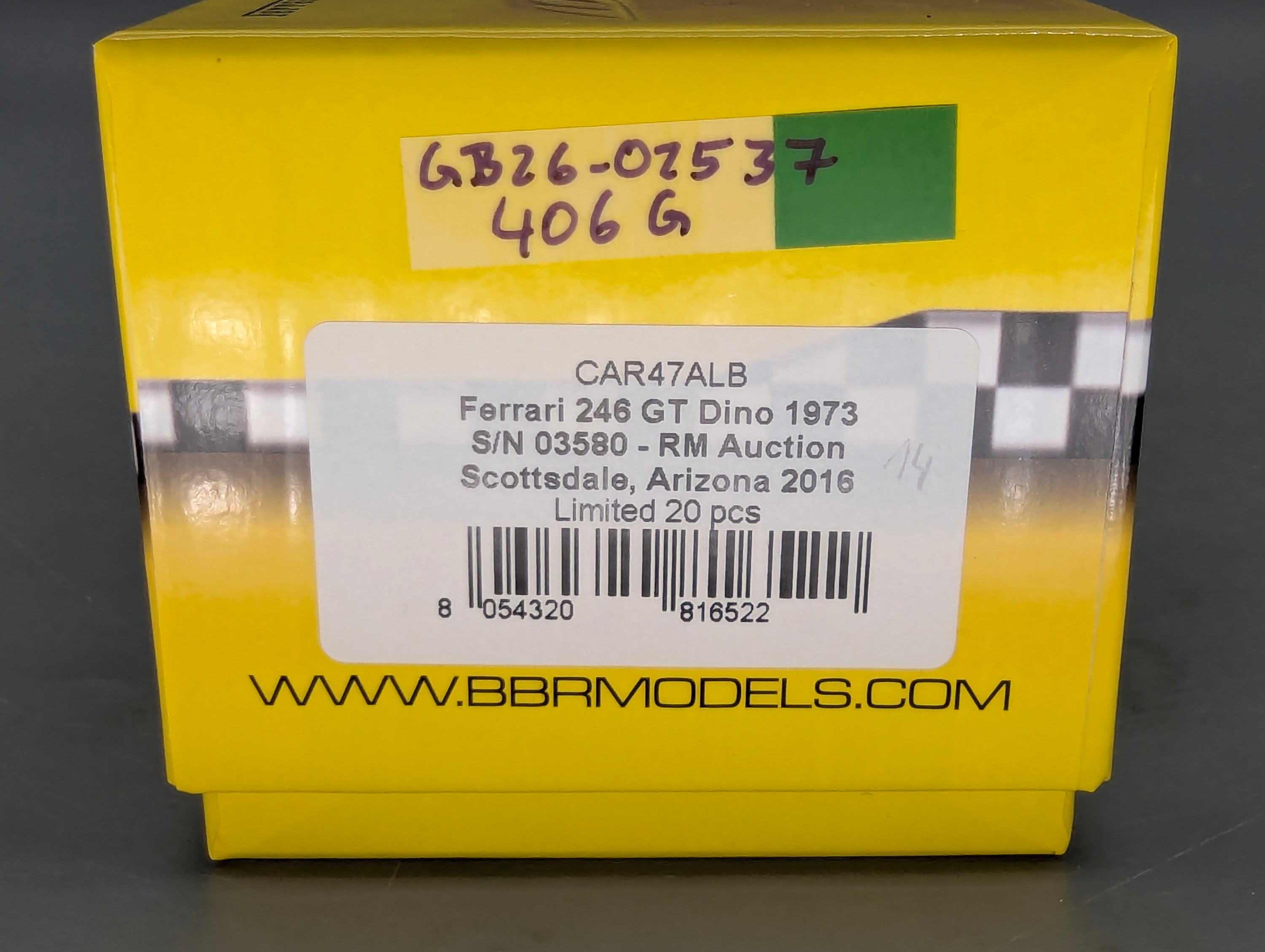 Modellautos 1:43 BBR Ferrari 246 GT Dino 1973 S/N 03580 RM Auction 2016 14/20 OVP
