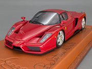 Modellautos 1:43 BBR Ferrari Enzo Paris 2002 Rot Echt-Lederplatte Vitrine OVP