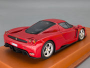 Modellautos 1:43 BBR Ferrari Enzo Paris 2002 Rot Echt-Lederplatte Vitrine OVP