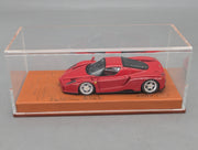 Modellautos 1:43 BBR Ferrari Enzo Paris 2002 Rot Echt-Lederplatte Vitrine OVP