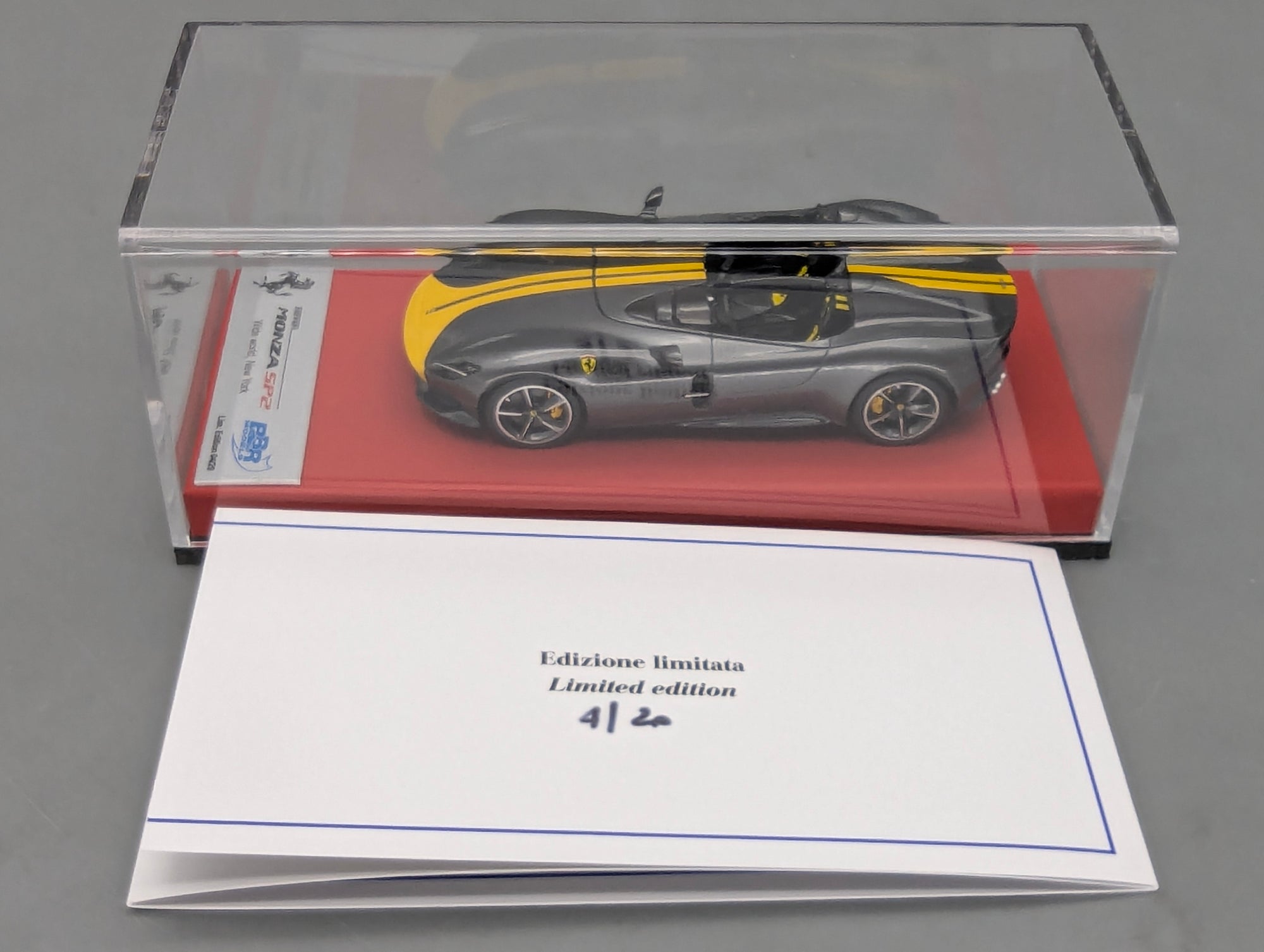Modellautos 1:43 BBR Concept43 Ferrari Monza SP2 Met. Grau Gelb Ltd 04/20 OVP