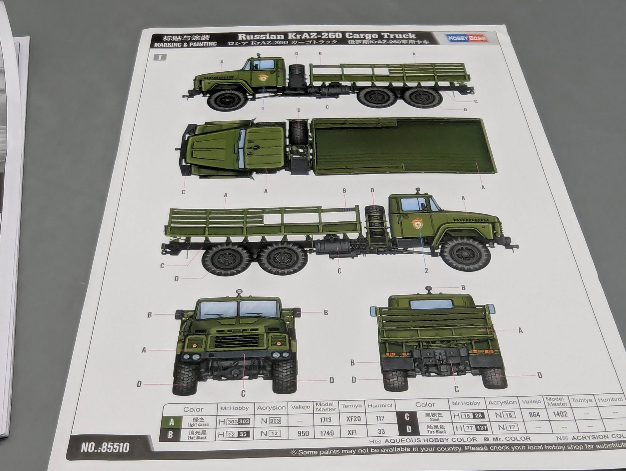 LKW Modell Bausatz 1:35 Hobby Boss 85510 Russian KrAZ-260 Cargo Truck mit OVP