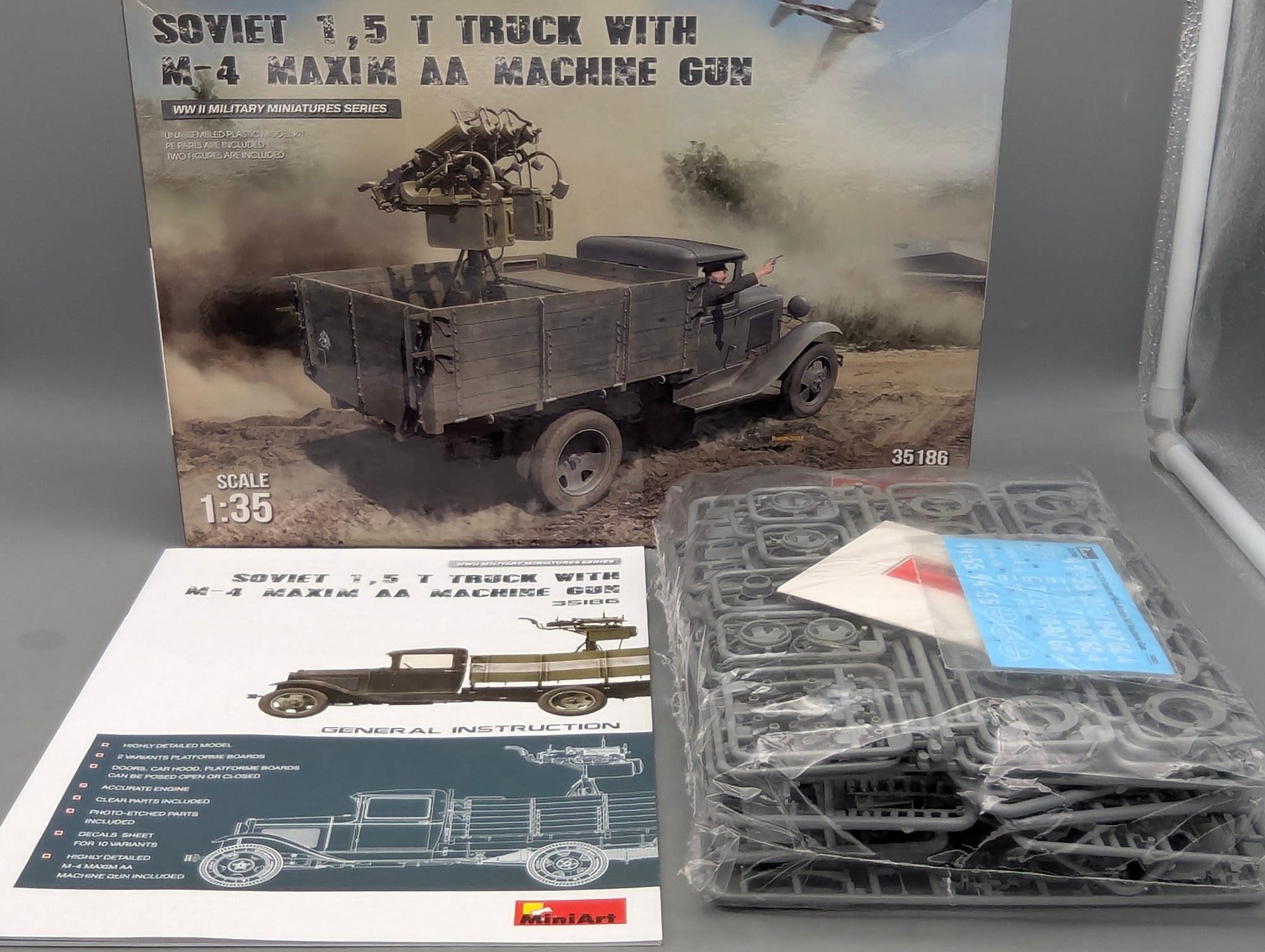LKW Modell Bausatz 1:35 MiniArt 35186 Soviet 1,5 t Truck w/Gun mit OVP