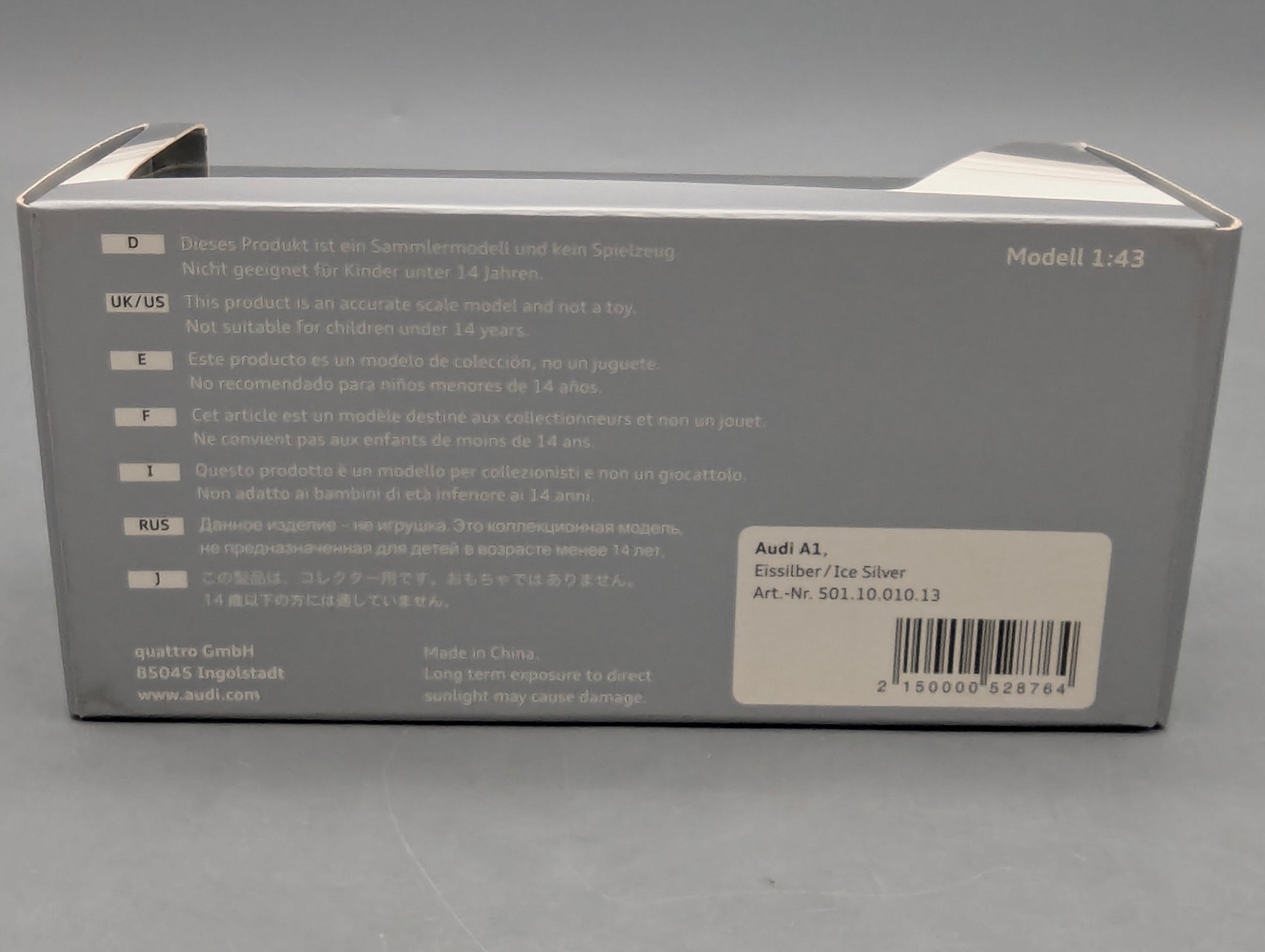 Modellautos 1:43 Minichamps Audi A1 Eissilber Metallic mit Dealer OVP
