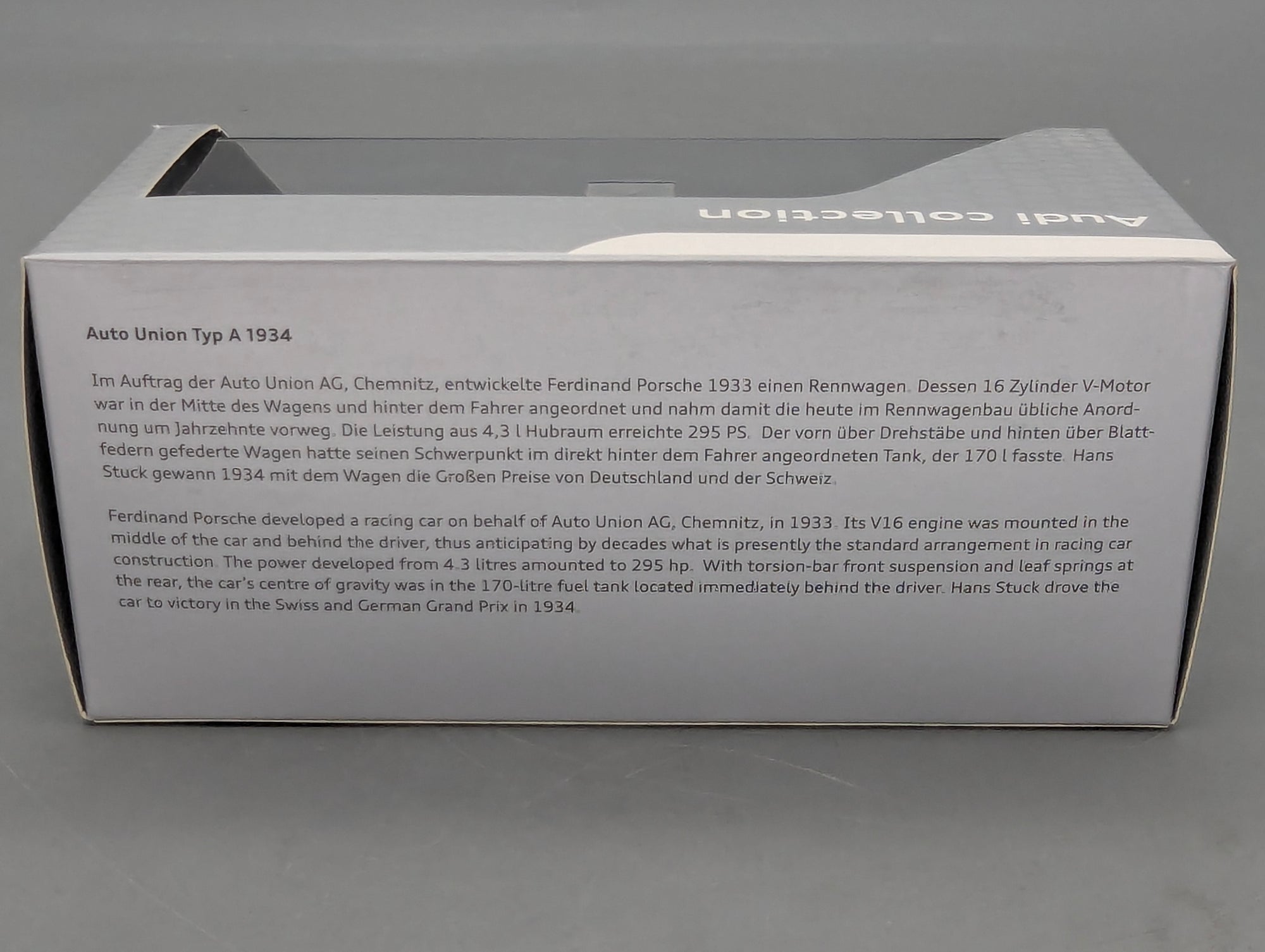 Modellautos 1:43 Minichamps Audi Auto Union Typ A 1934 Silber mit Dealer OVP