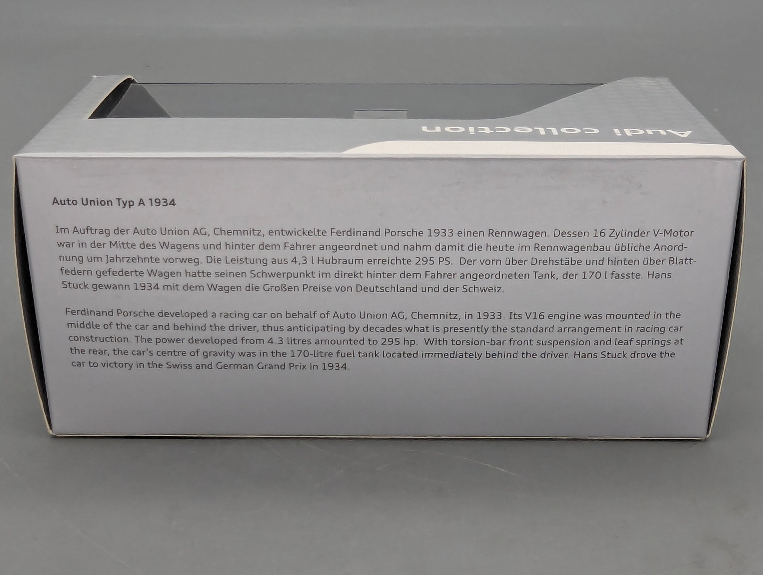 Modellautos 1:43 Minichamps Audi Auto Union Typ A 1934 Silber mit Dealer OVP