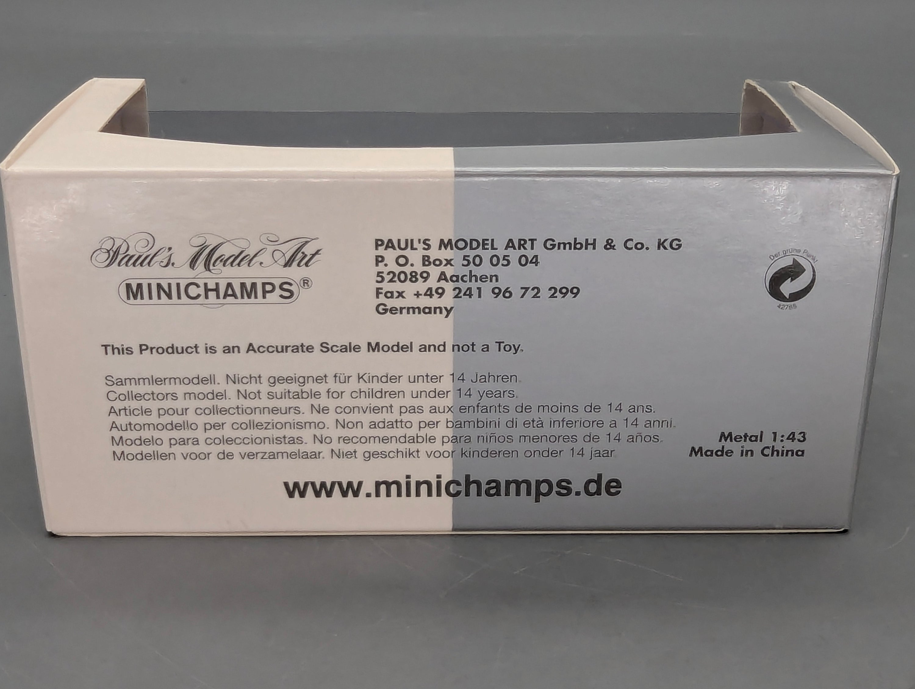 Model Cars 1:43 Minichamps Mercedes Benz SL65 AMG Black Series Silver with original packaging