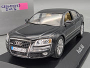 Modellautos 1:43 Minichamps Audi A8 Phantomschwarz Schwarz mit Dealer OVP