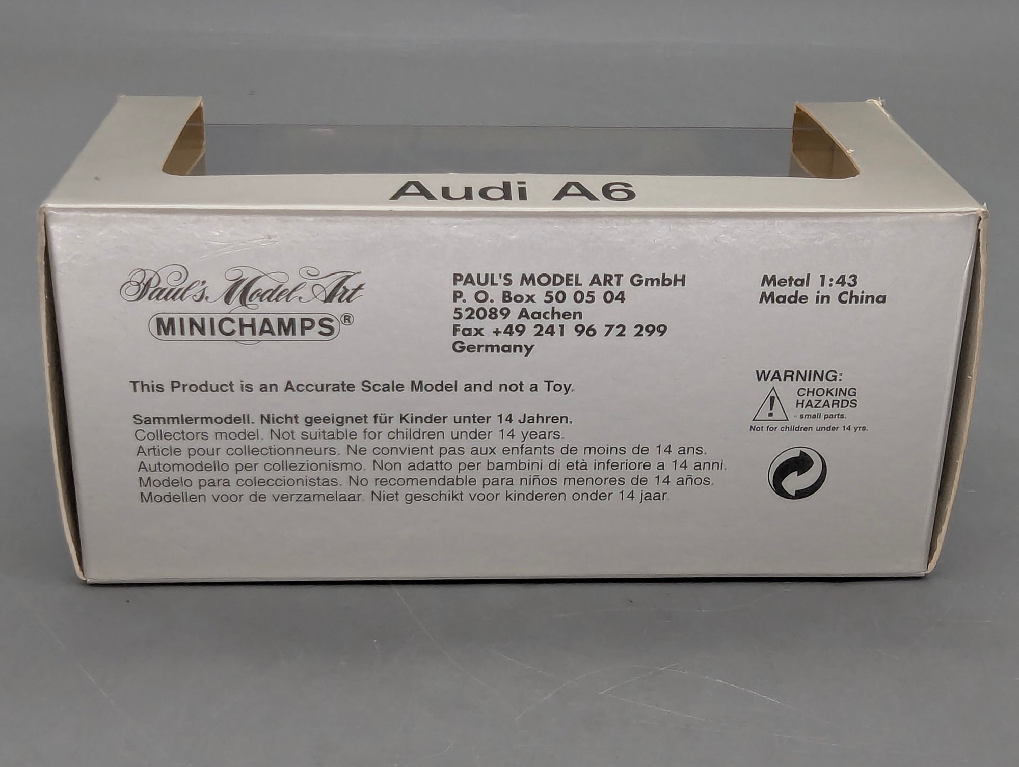 Model Cars 1:43 Minichamps Mercedes Benz SL65 AMG Black Series Silver with original packaging
